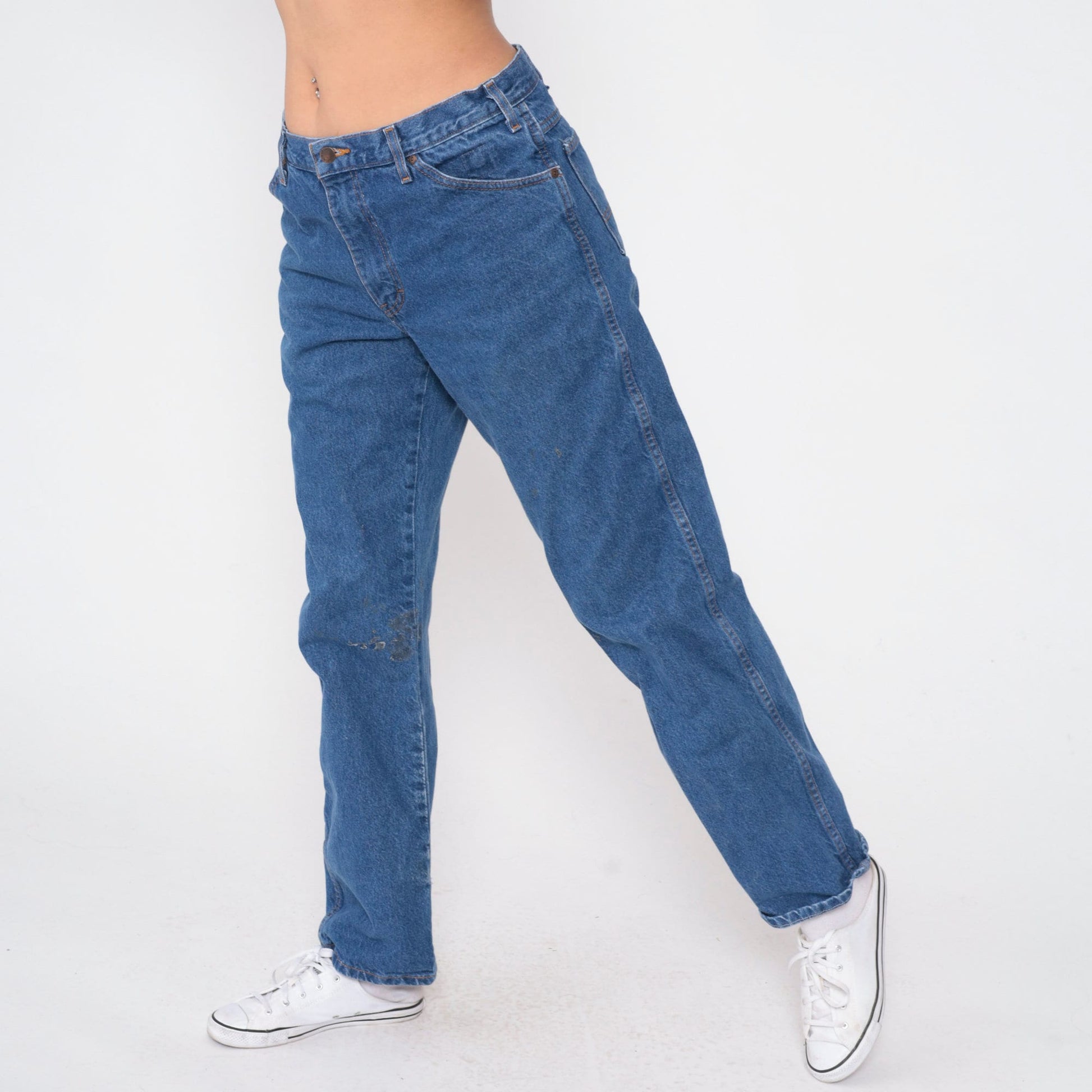 Y2K Dickies Jeans 34x32 High Rise Relaxed Straight Leg Blue Denim Men's