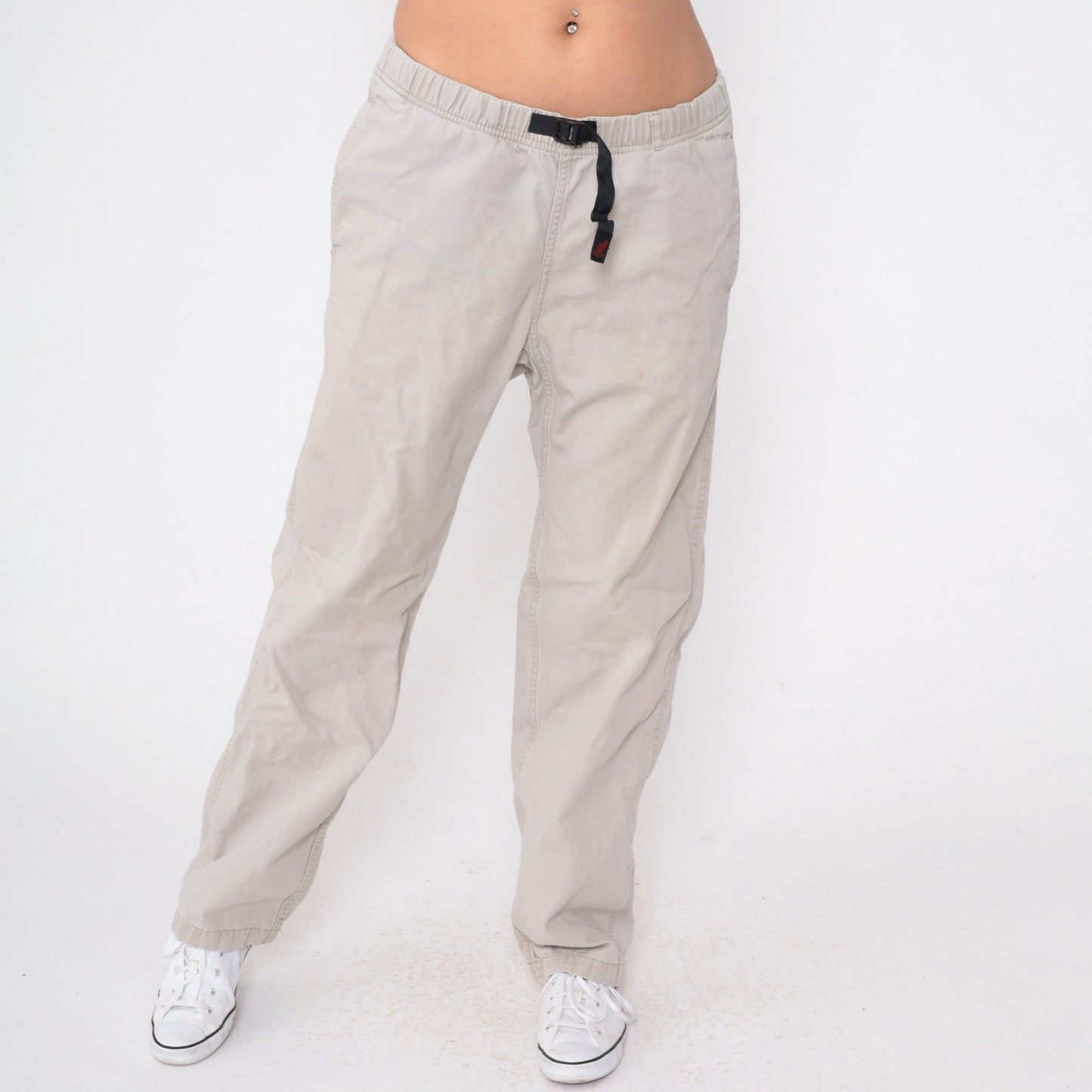 90s Gramicci Stone Grey Cotton Climbing Pants Drawstring Waist Medium