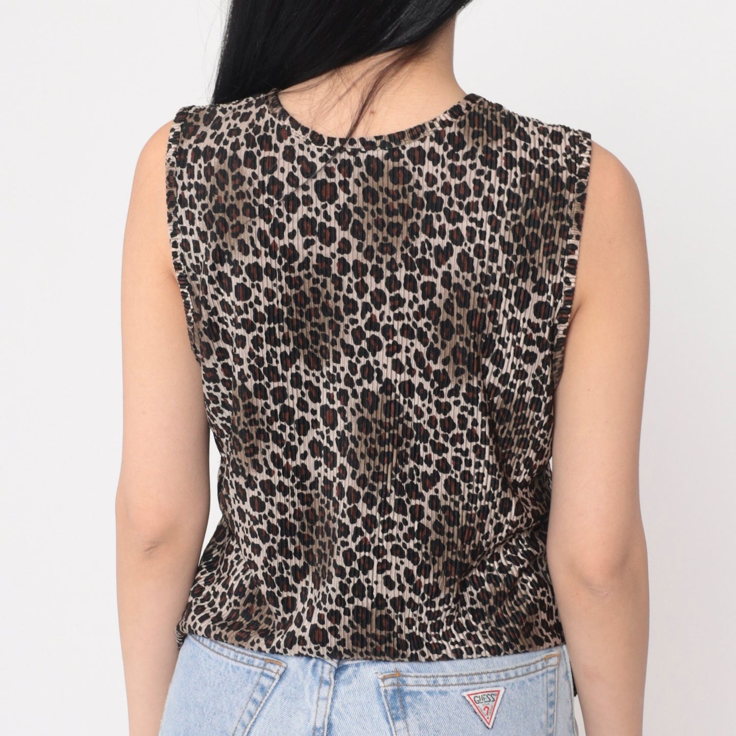 90s Leopard Print Tank Top Sleeveless Blouse Medium M