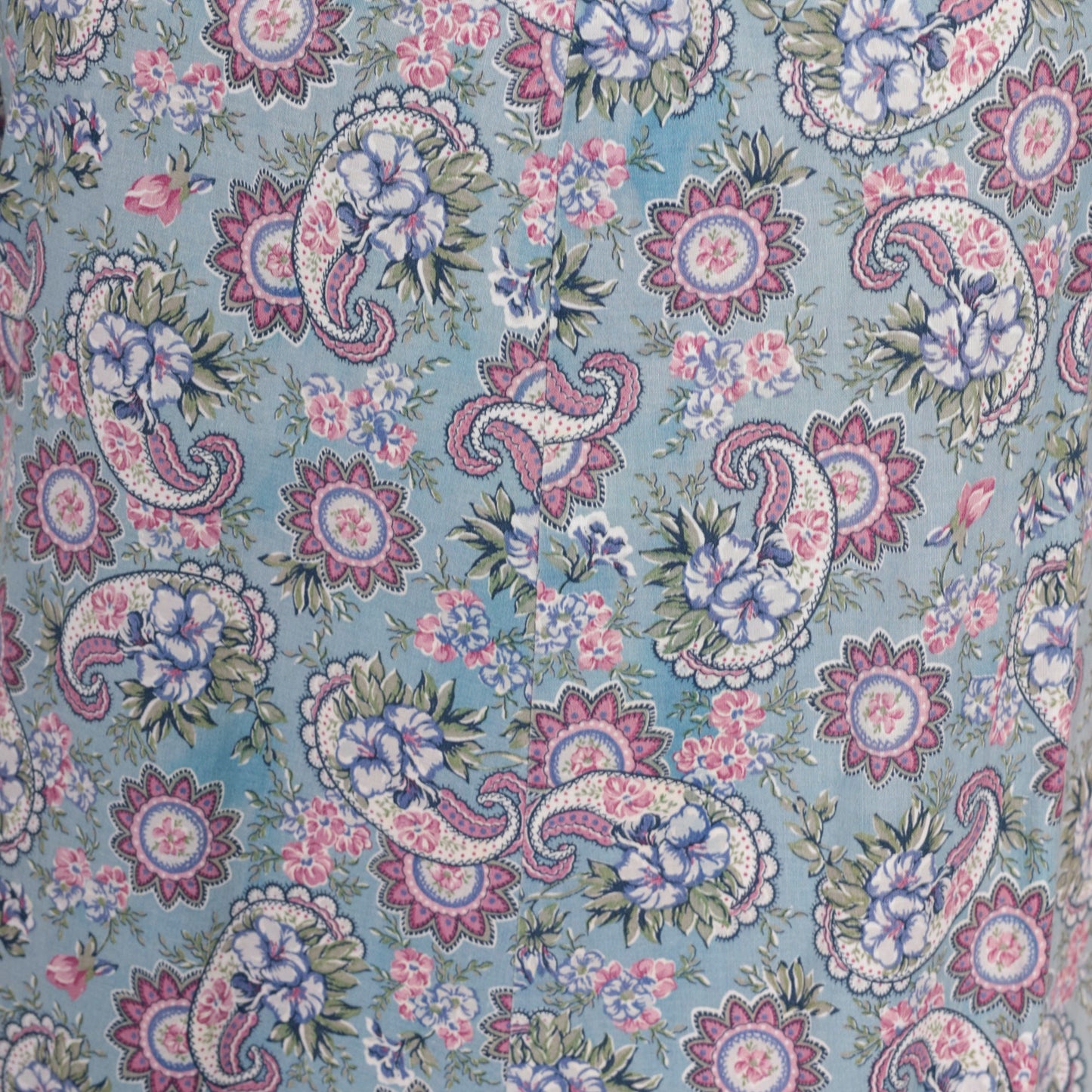 80s Paisley Floral Midi Dress Lace Yoke Tent Cut Ruffled Hem Cotton Small