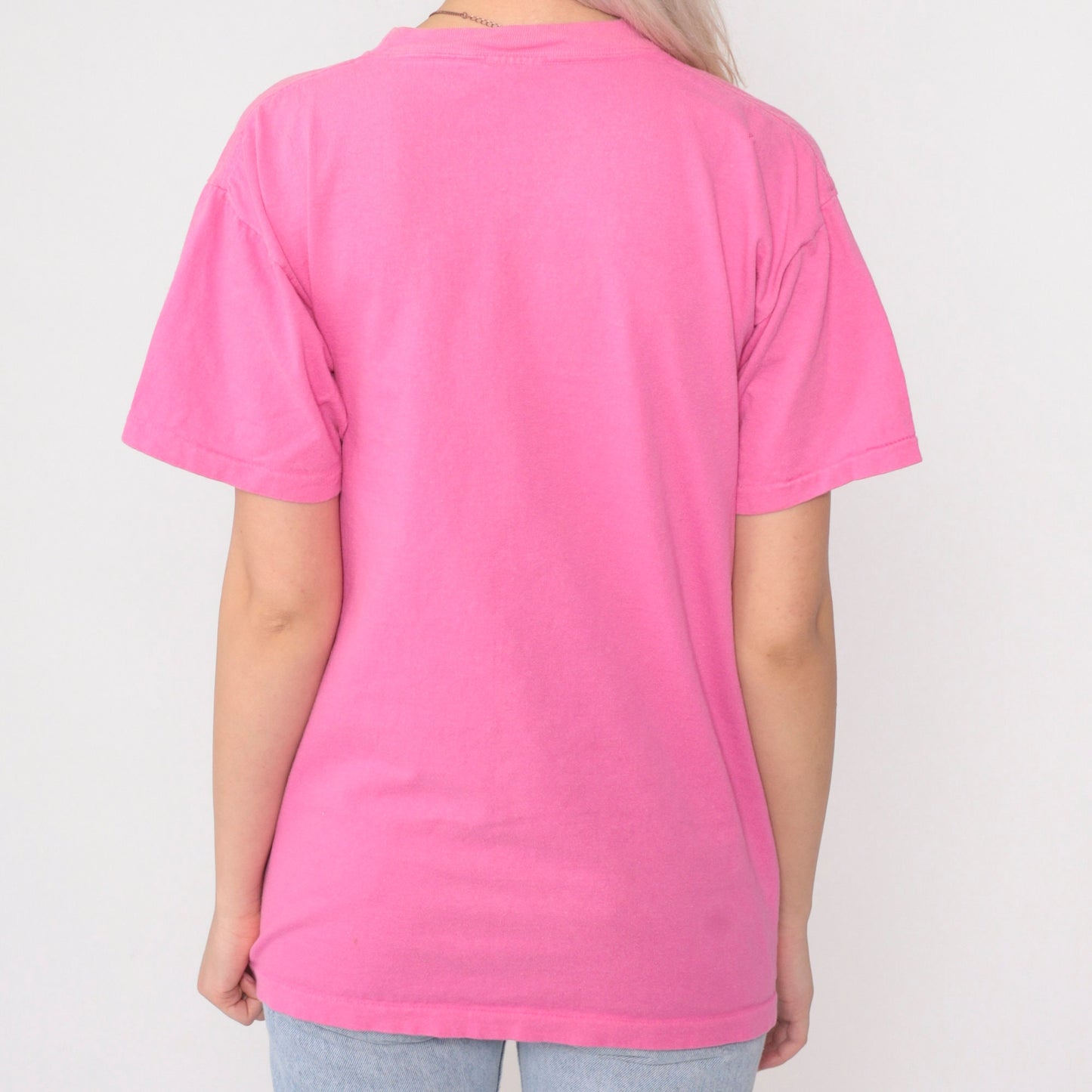 90s Fort Myers Beach Tropical Fish Graphic Tee Hot Pink Cotton Medium