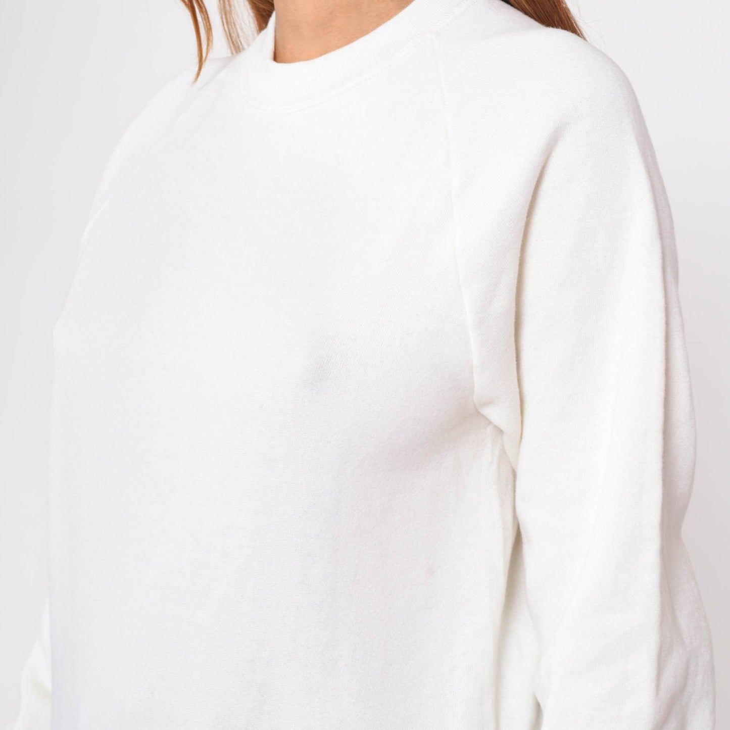 80s Jerzees White Raglan Sweatshirt Crewneck Plain Pullover Extra Small