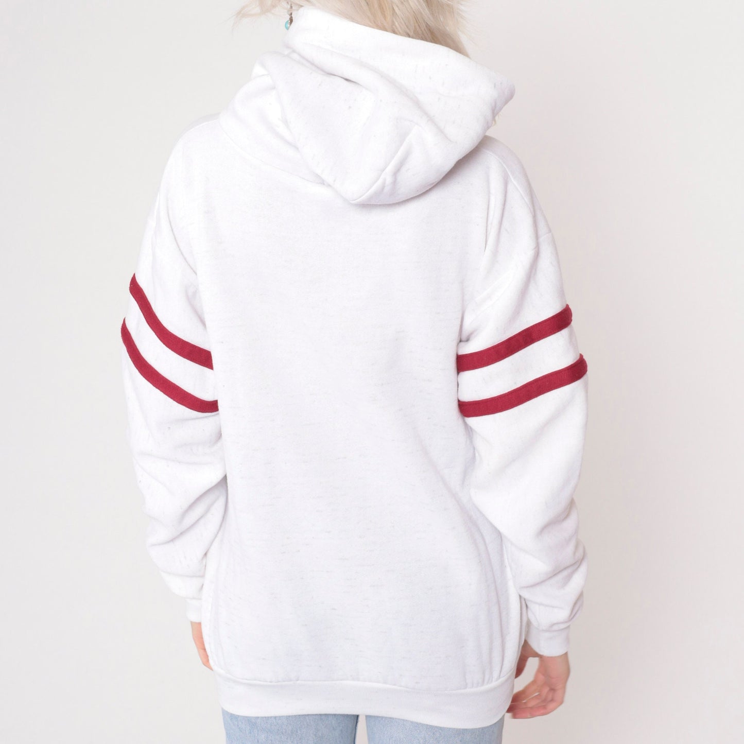 90s Whitefish Montana Hooded Sweatshirt White Graphic Pullover Medium
