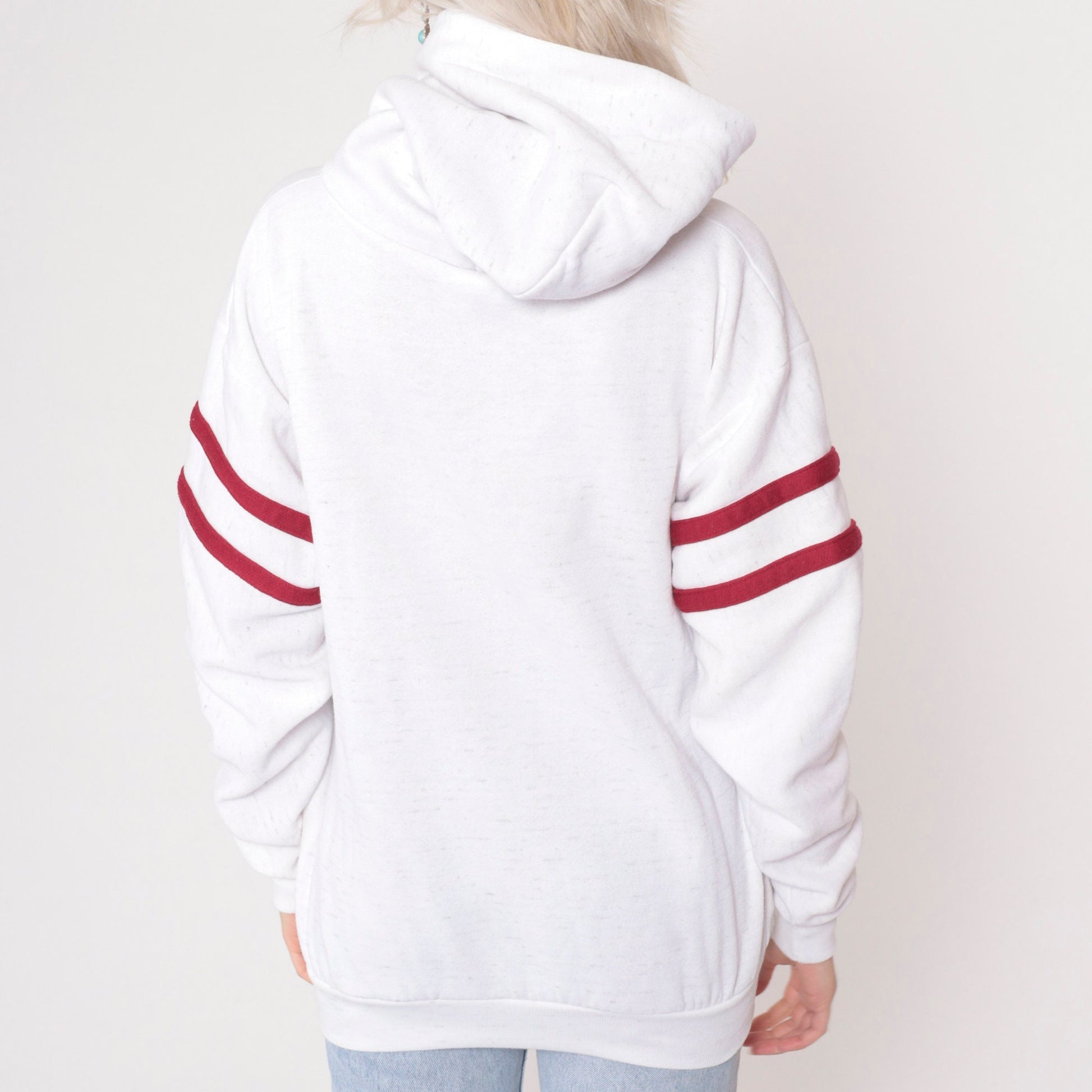 90s Whitefish Montana Hooded Sweatshirt White Graphic Pullover Medium