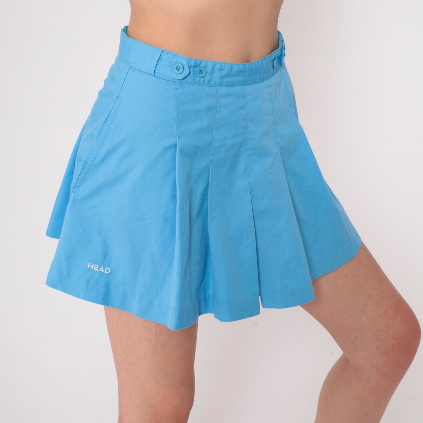 Head Tennis Skirt 90s Pleated Mini Blue High Waist Small