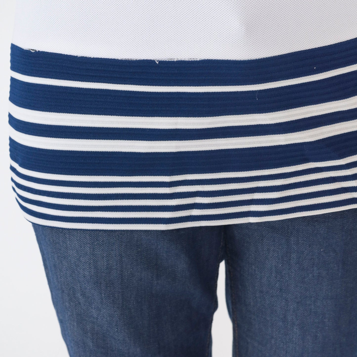 70s Nautical Striped V-Neck Tank Top White Blue Chevron Sleeveless Small