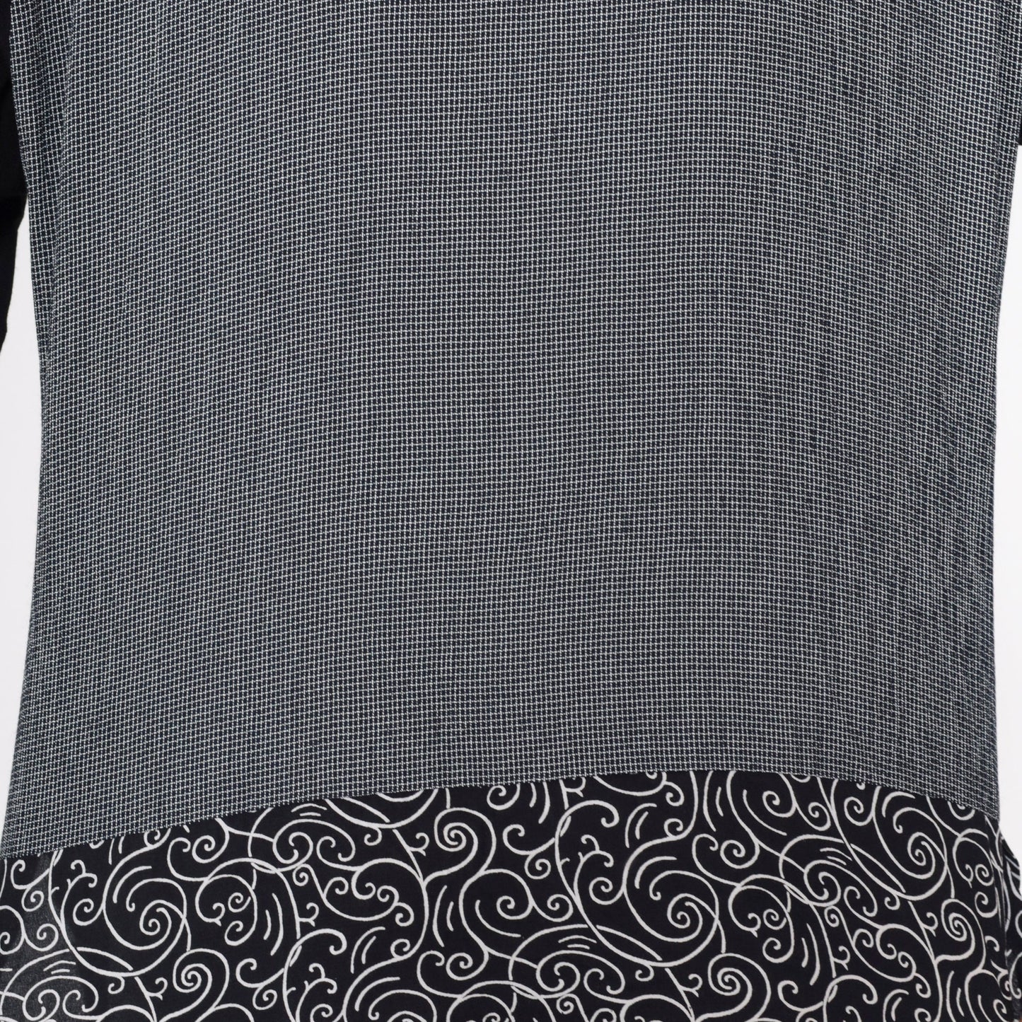 90s Aimee d Black White Checkered Floral Print Blouse V Neck Long Sleeve Small