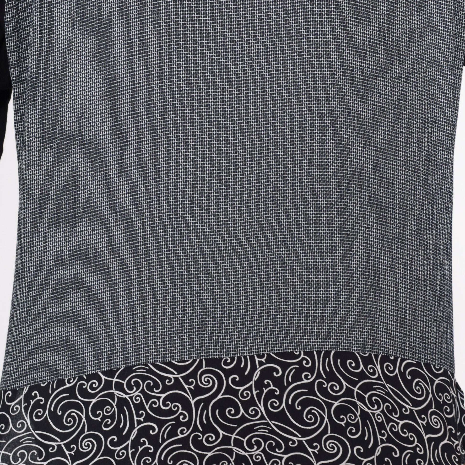 90s Aimee d Black White Checkered Floral Print Blouse V Neck Long Sleeve Small