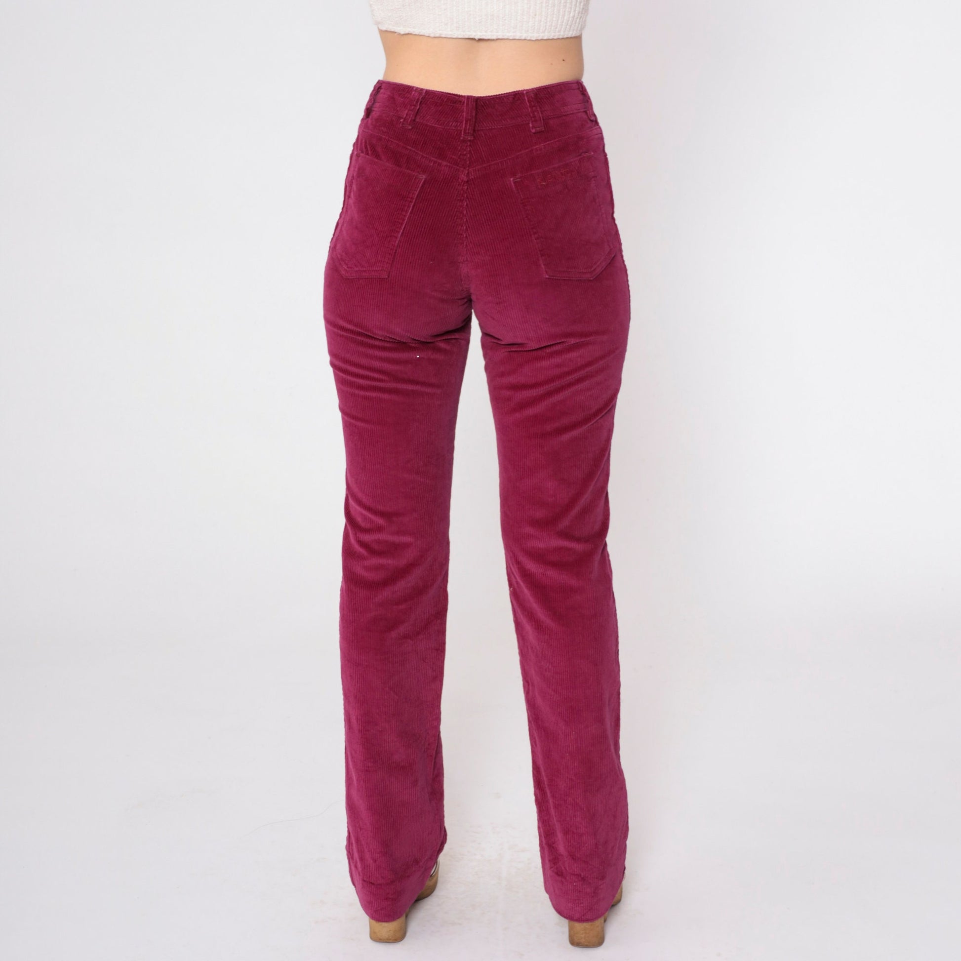 80s Berry Red Corduroy Pants Mid Rise Straight Leg Extra Small