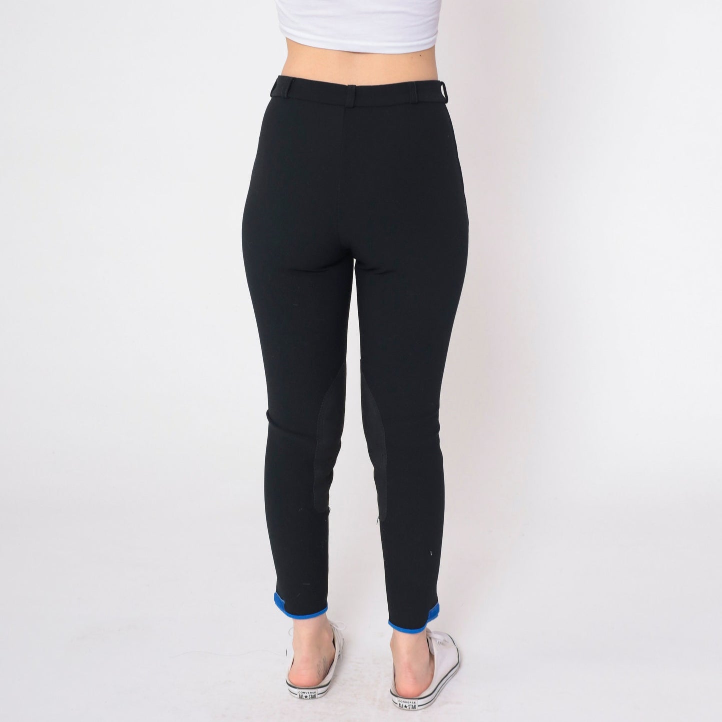 90s Euro-Star Black Riding Breeches High Waist Slim Ankle Equestrian Extra Small