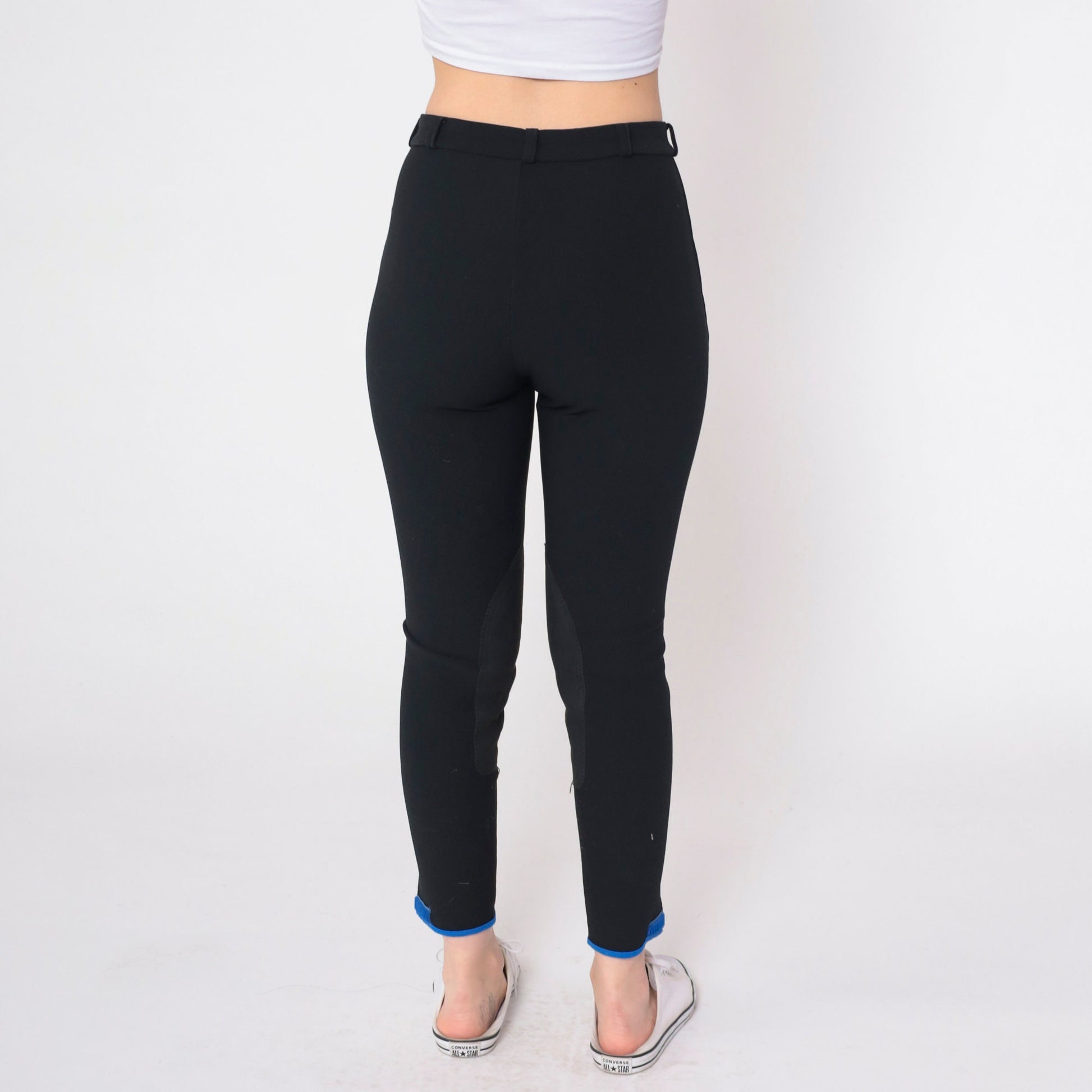 90s Euro-Star Black Riding Breeches High Waist Slim Ankle Equestrian Extra Small