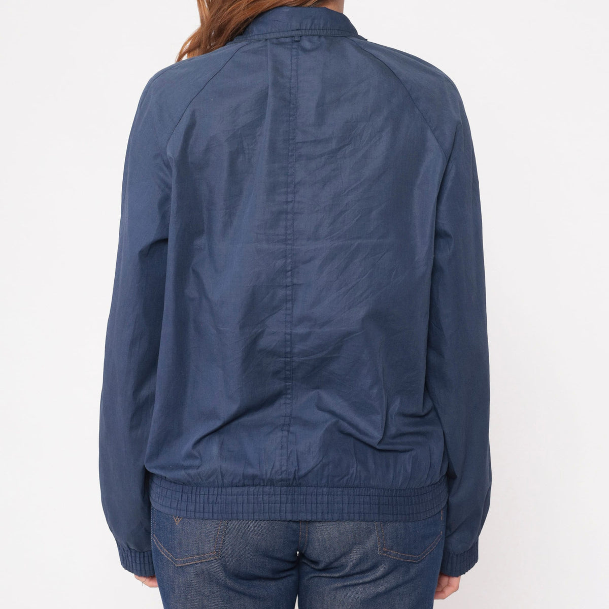 80s Navy Windbreaker Jacket Raglan Sleeve Full Zip Men's Medium