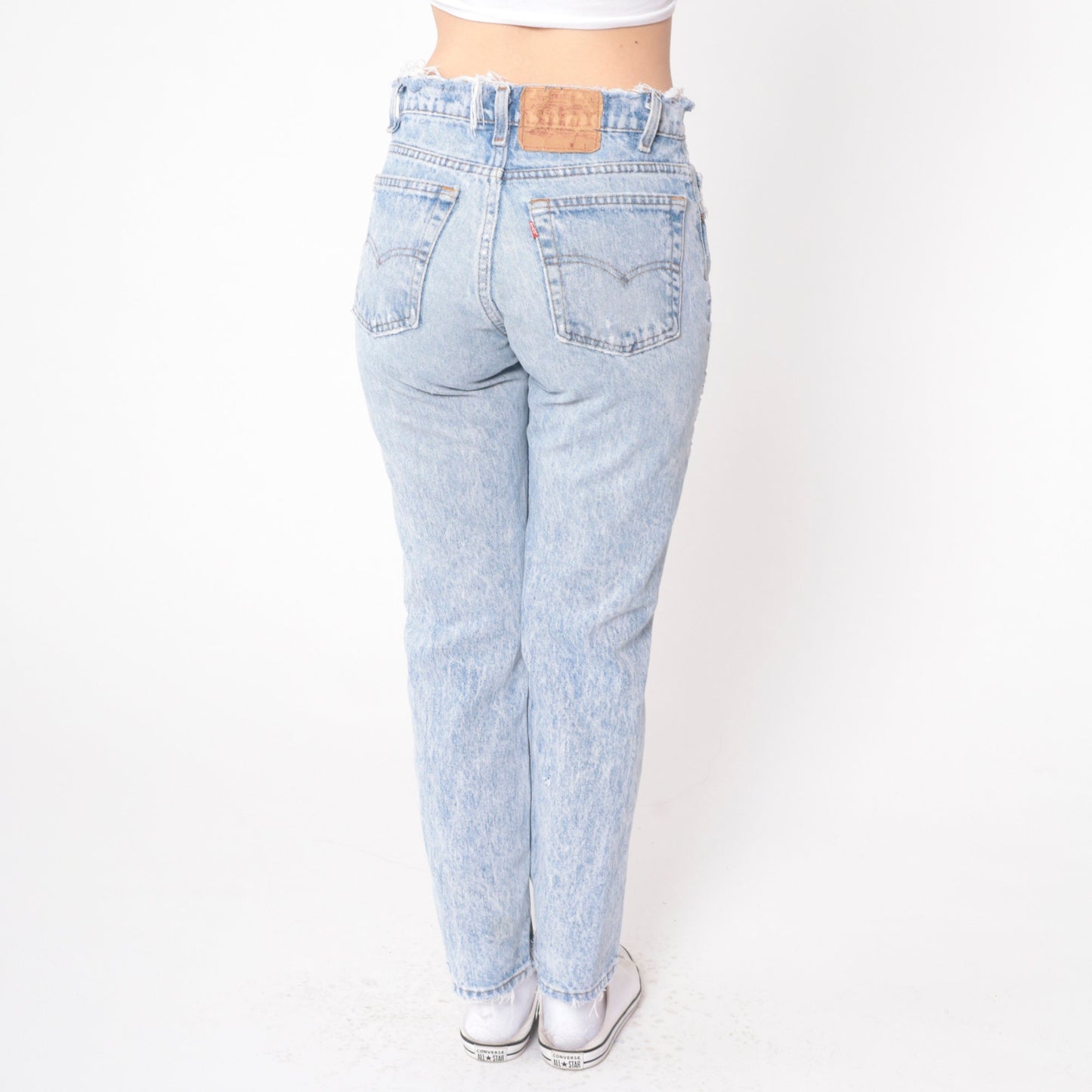 80s Levi's Acid Wash Distressed Slim Straight Jeans Small