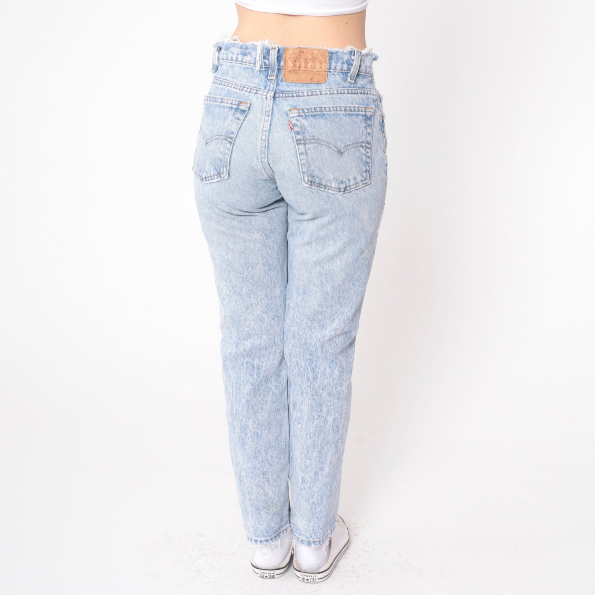 80s Levi's Acid Wash Distressed Slim Straight Jeans Small