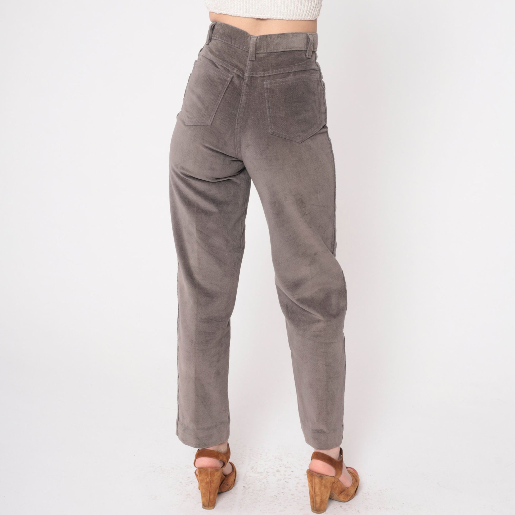 80s Grey High-Waisted Straight Leg Trousers Extra Small XS