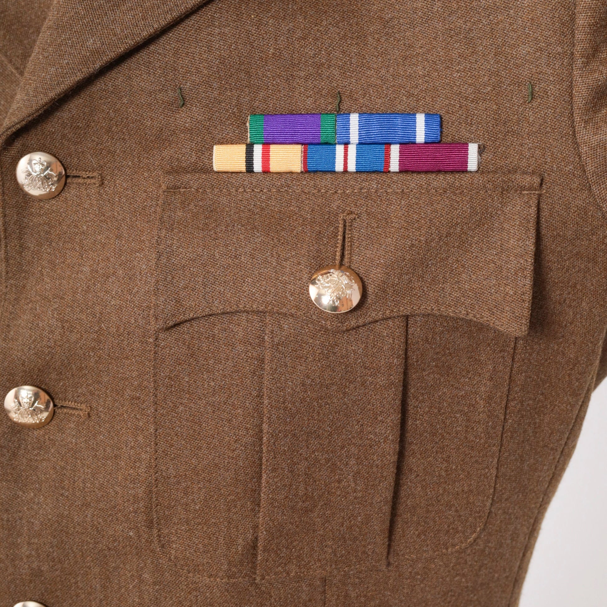 90s Australian Military Blazer Brown Army Jacket Medal Ribbons Small