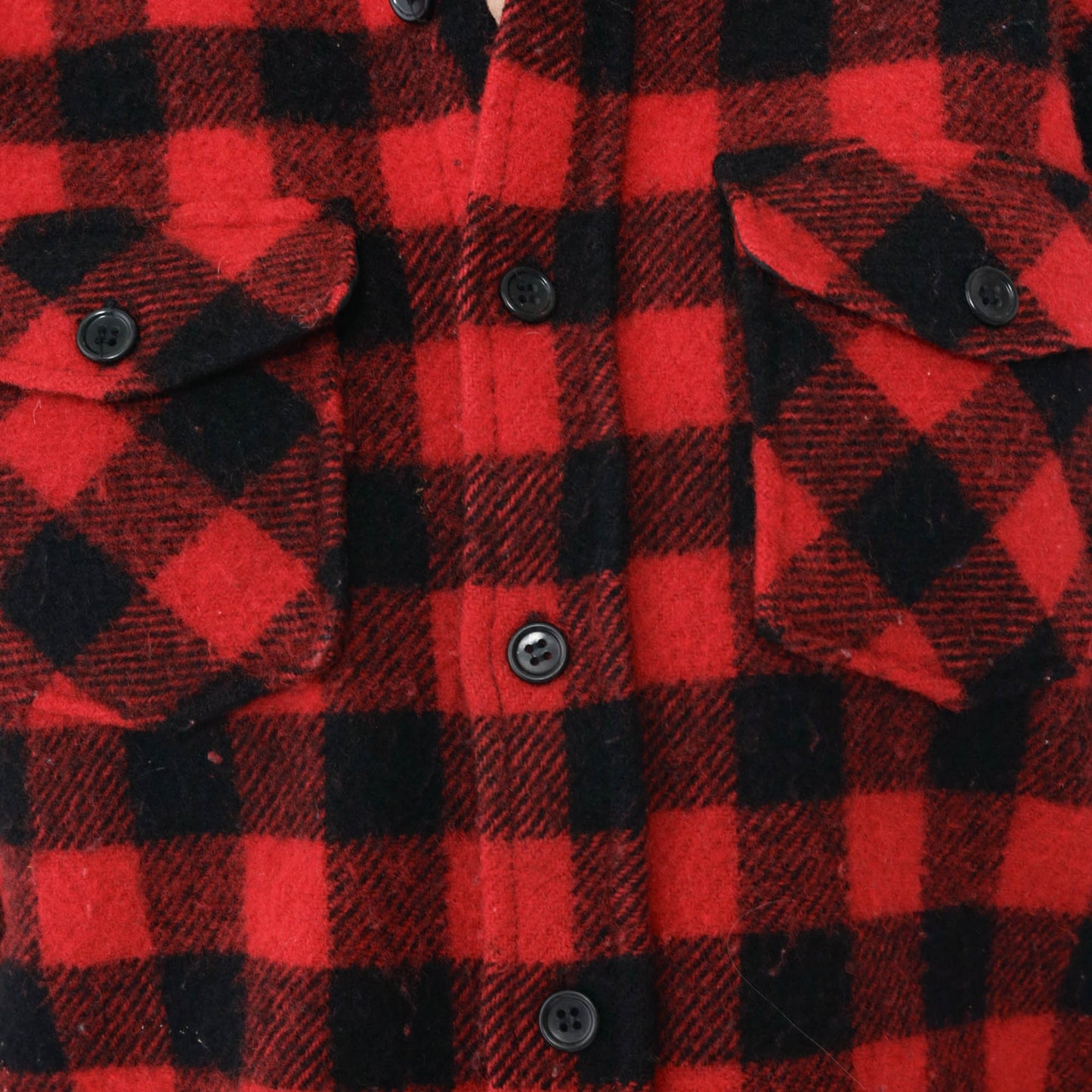 80s Woolrich Buffalo Plaid Wool Shirt Red Black Button Up Medium