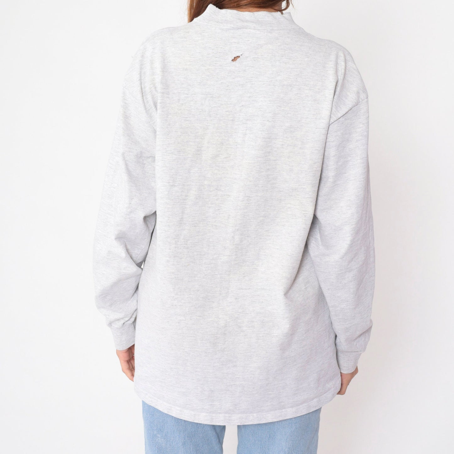 90s Cape Cod Yachting Graphic Long Sleeve Tee Heather Grey Cotton Extra Large