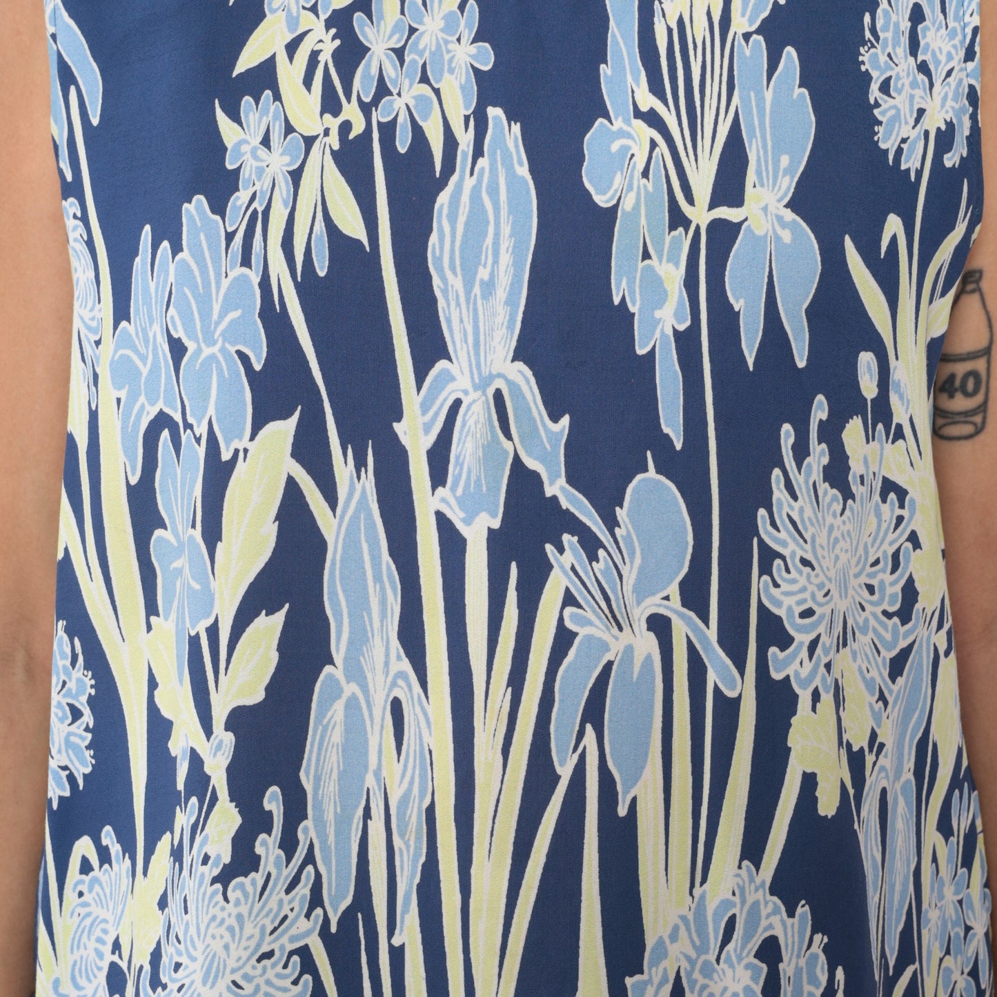 90s Blue Iris Floral Tank Top Sleeveless Blouse Extra Large XXL