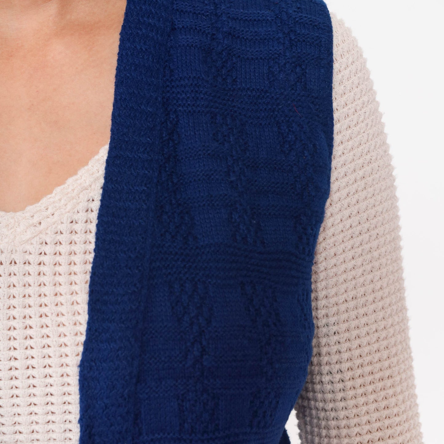 70s Knit Vest Navy Textured Checkered Open Front Sleeveless Top Small