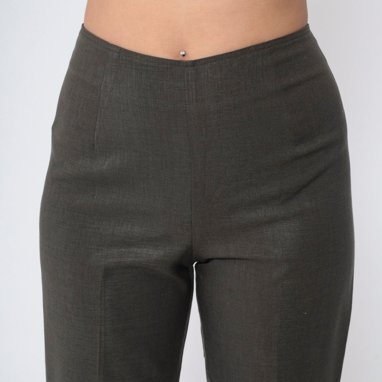 90s Dark Grey High-Waisted Tapered Trousers Small