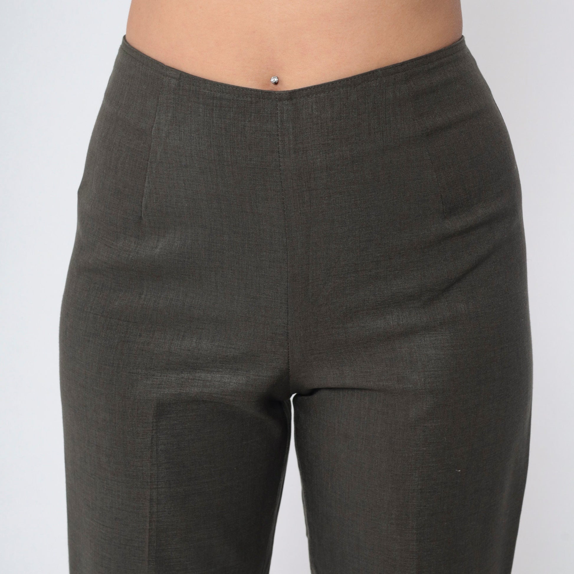 90s Dark Grey High-Waisted Tapered Trousers Small