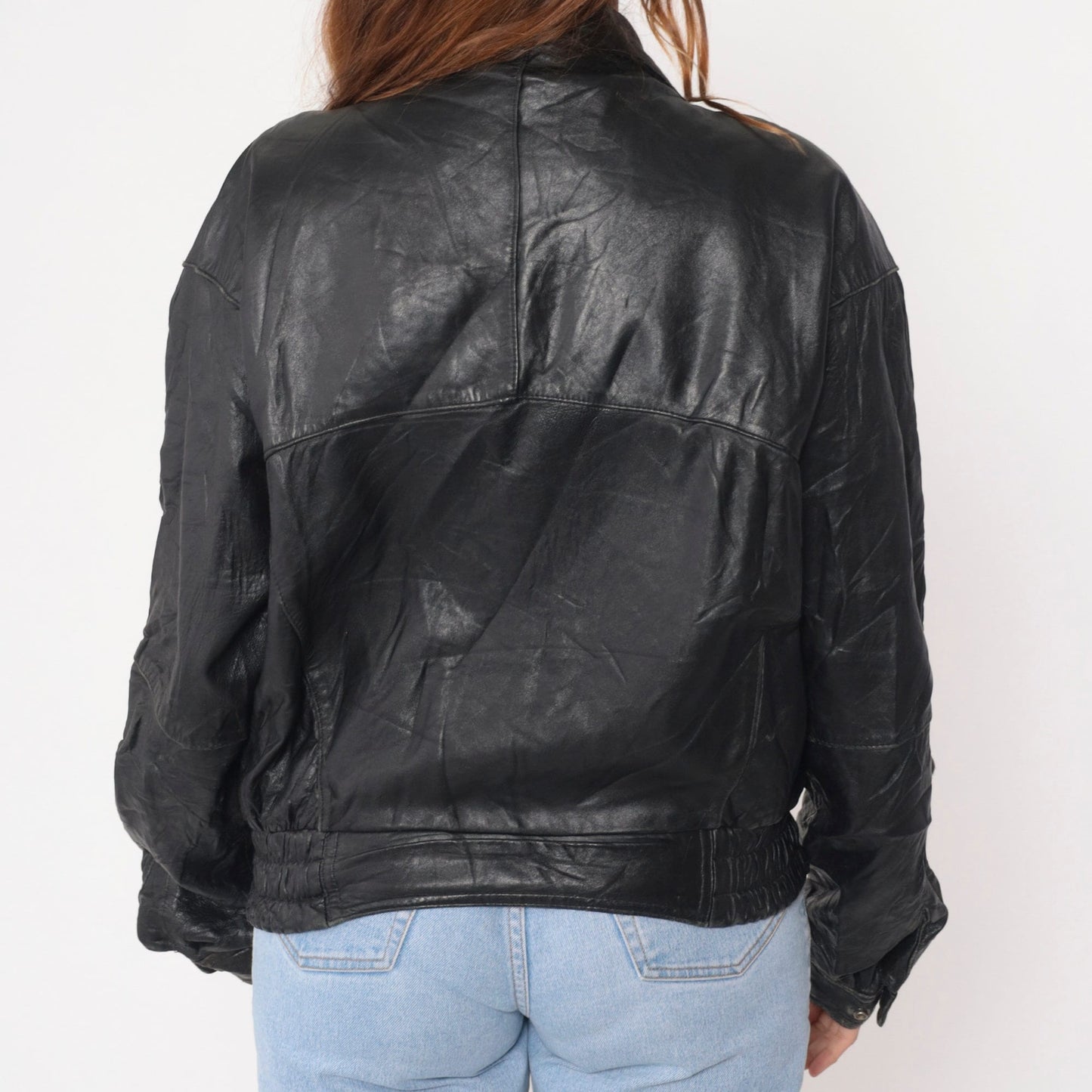 90s Black Leather Motorcycle Jacket Asymmetrical Moto Biker Small
