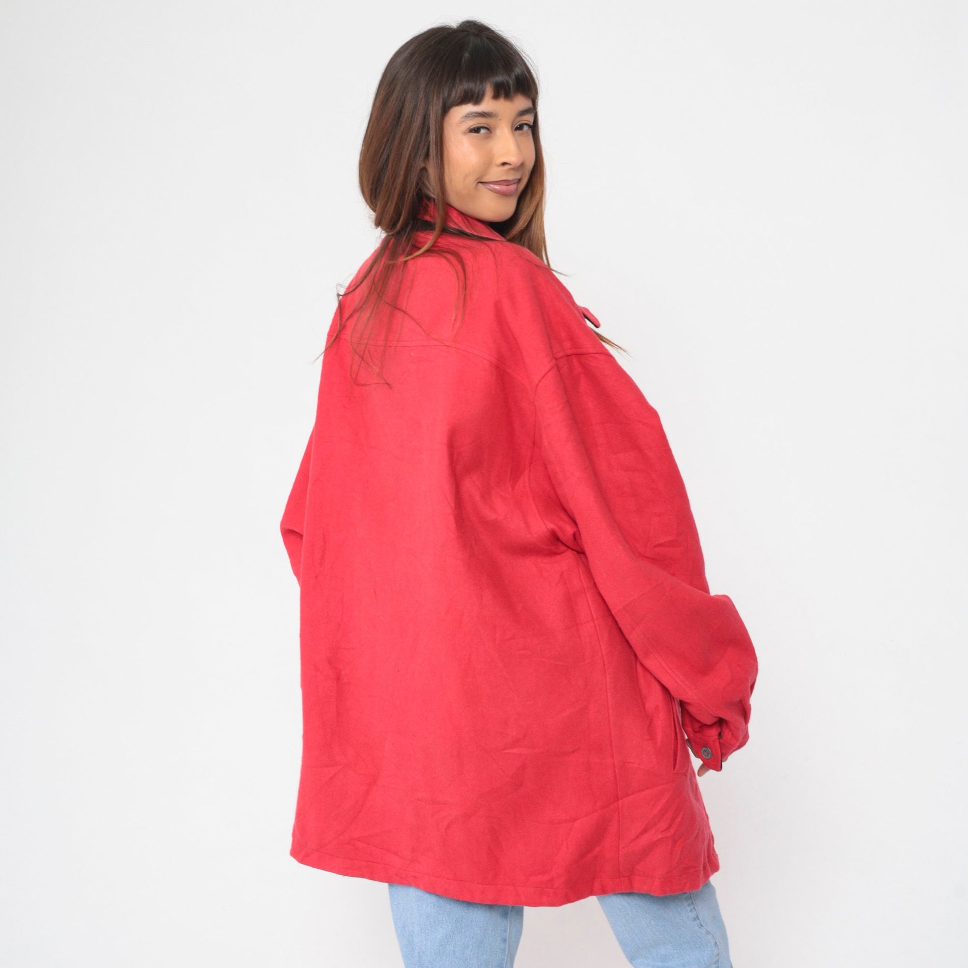 90s Marlboro Reversible Windbreaker Jacket Black Red Wool XXL