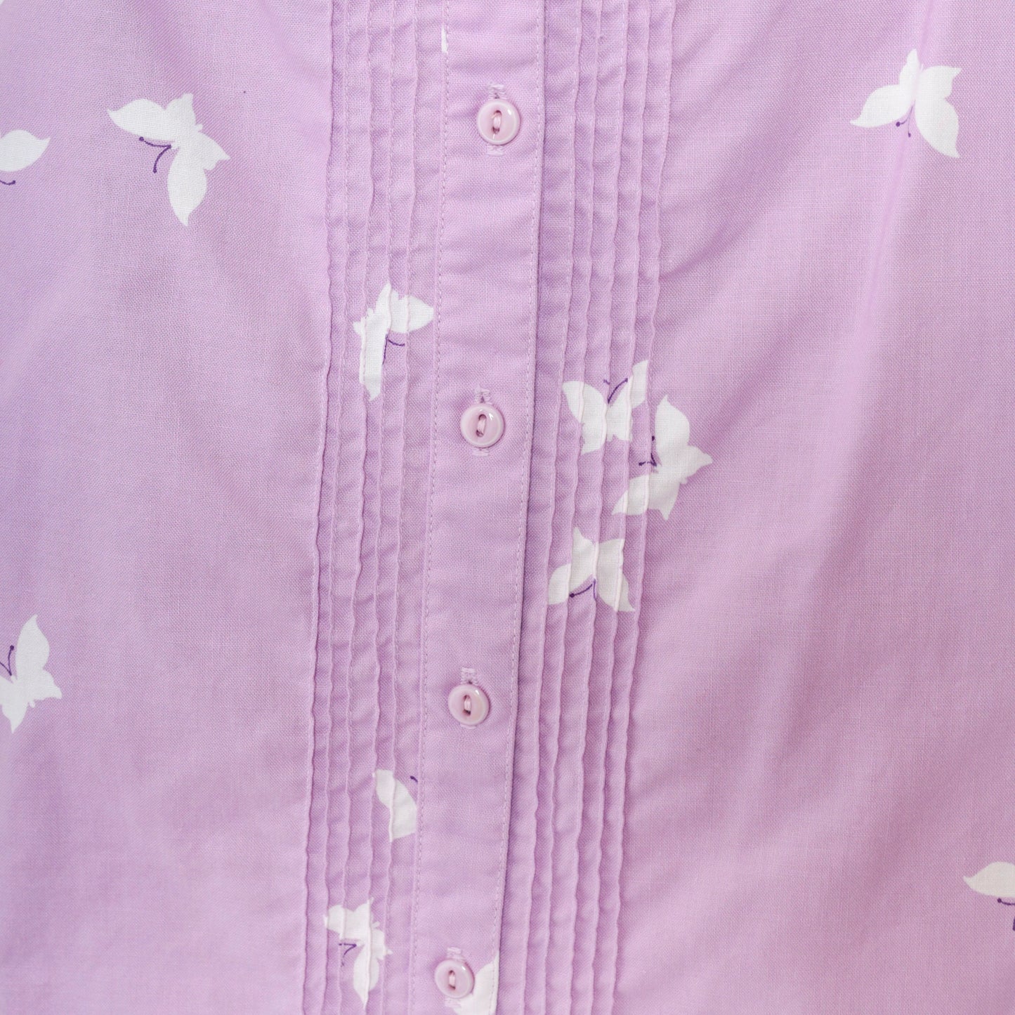 70s Lavender Butterfly Button Skirt High Waist Pintucked Midi Small