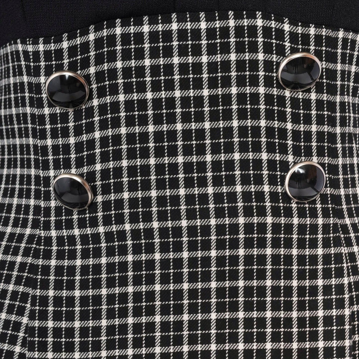 90s Black White Checkered Sheath Dress Surplice Neckline Long Sleeve Medium