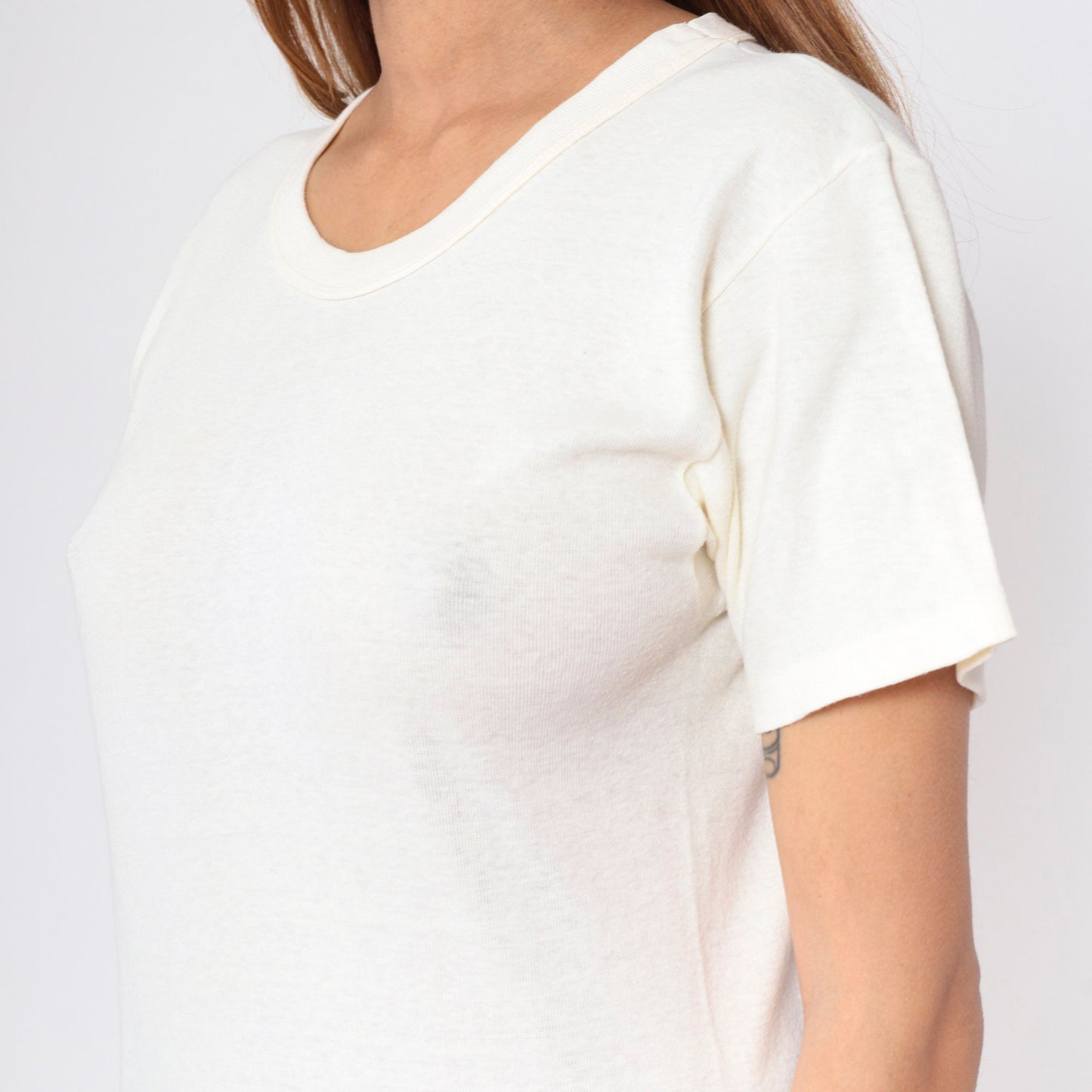 80s Hanes Pale Yellow T-Shirt Cotton Single Stitch Medium M