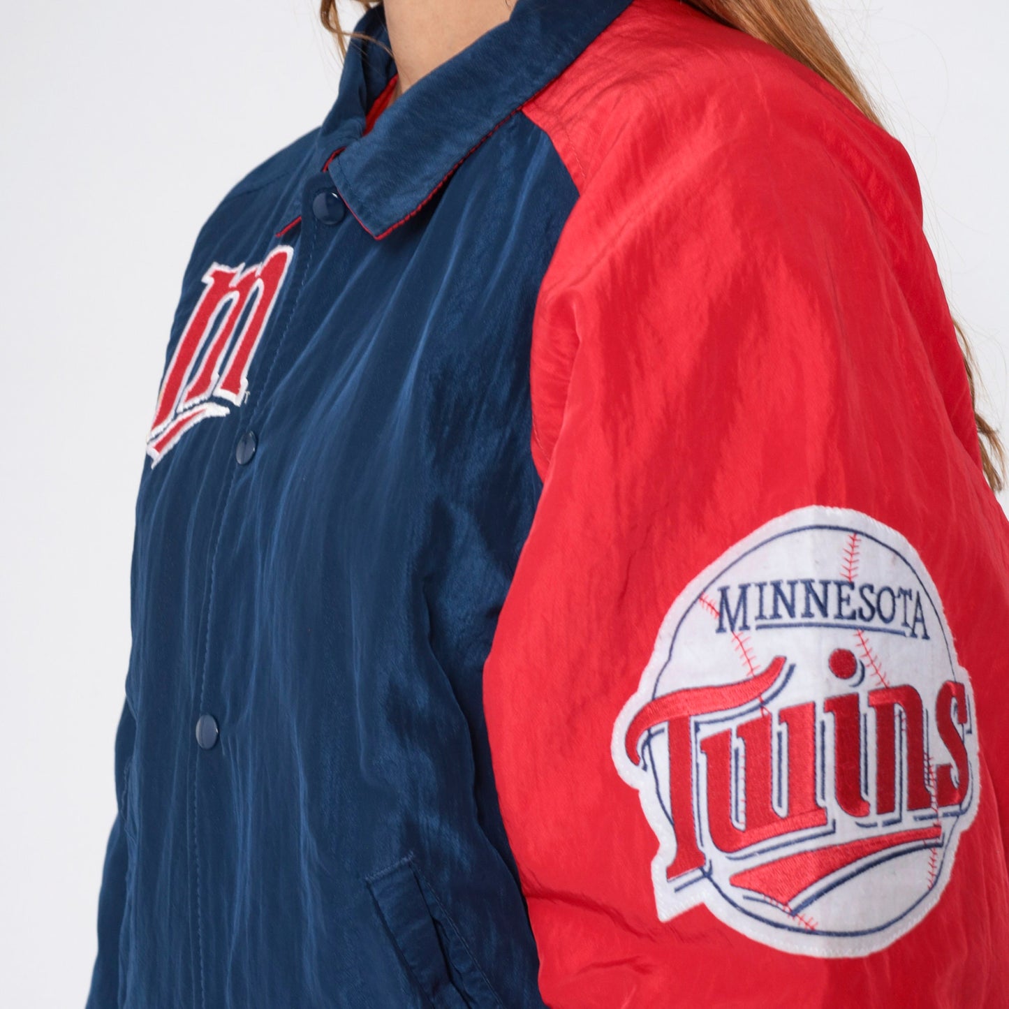 90s Minnesota Twins Starter Jacket Blue Red Nylon Bomber Men's Medium