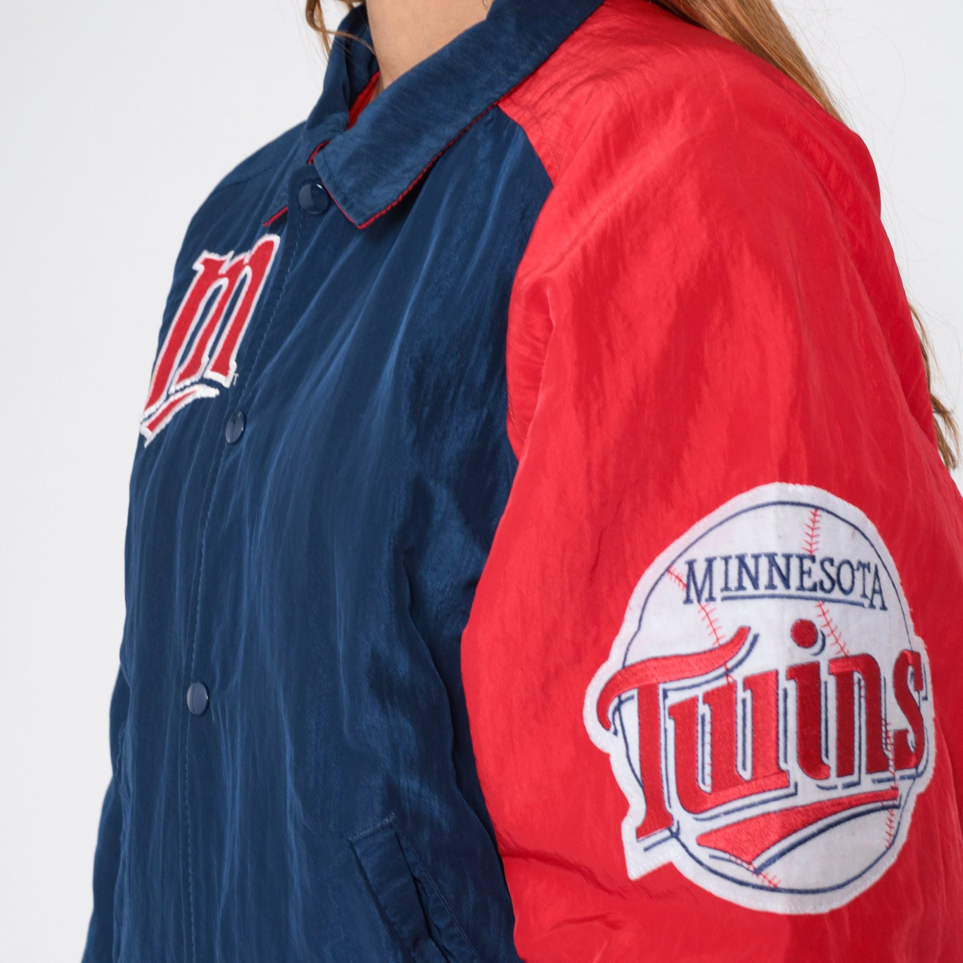90s Minnesota Twins Starter Jacket Blue Red Nylon Bomber Men's Medium