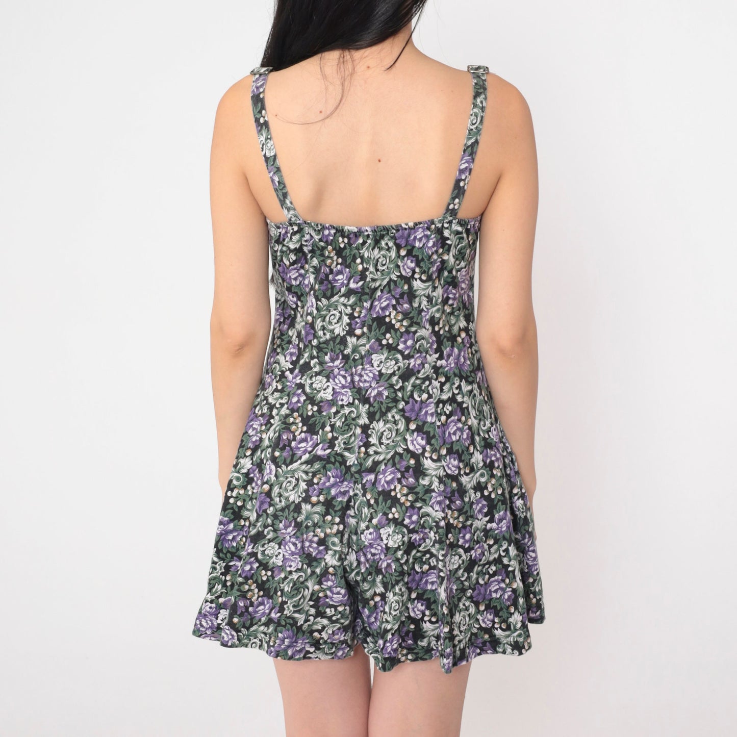 90s Energie Floral Corset Romper Sleeveless Wide Leg Cotton Medium