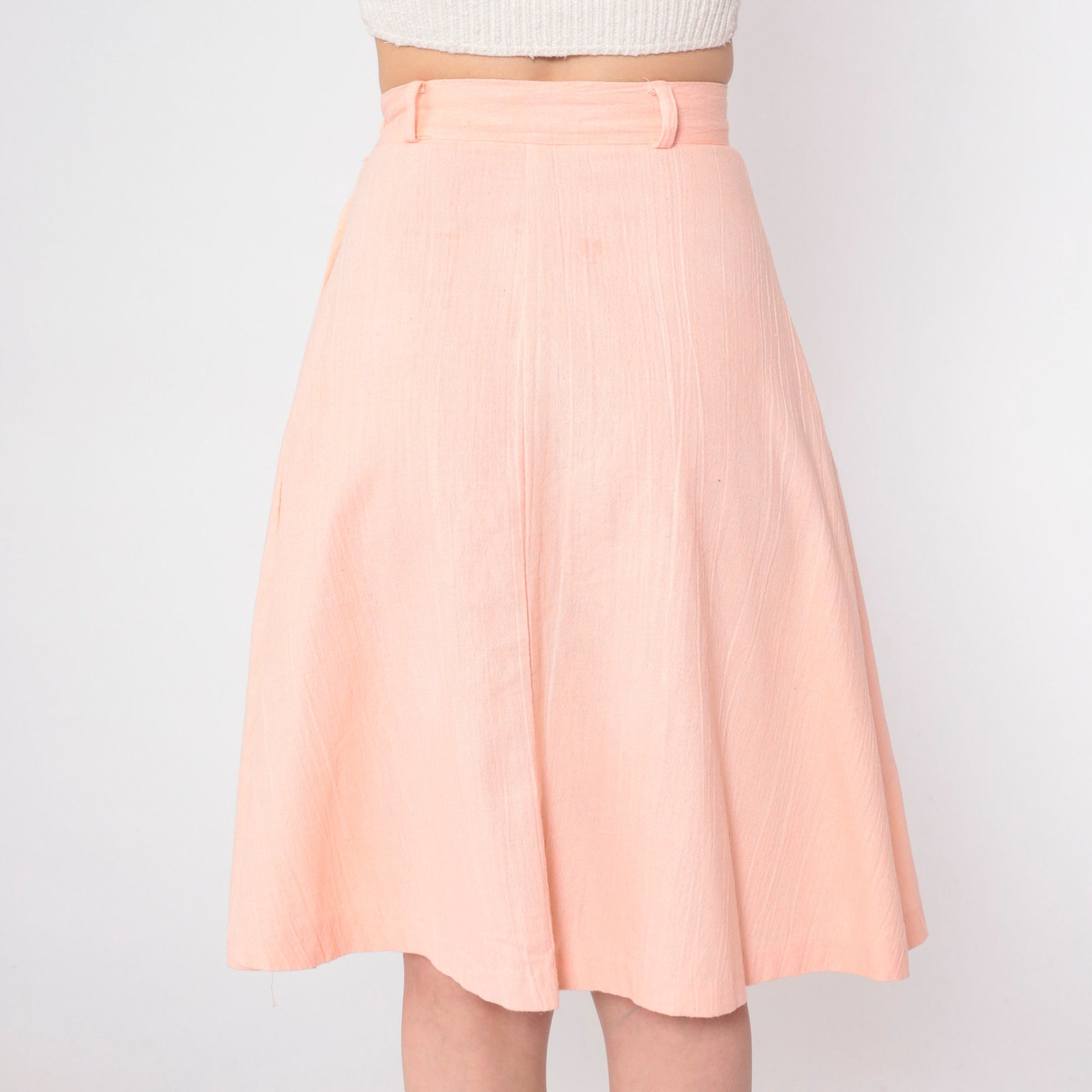 80s Baby Pink A-Line Mini Skirt High Waist Small