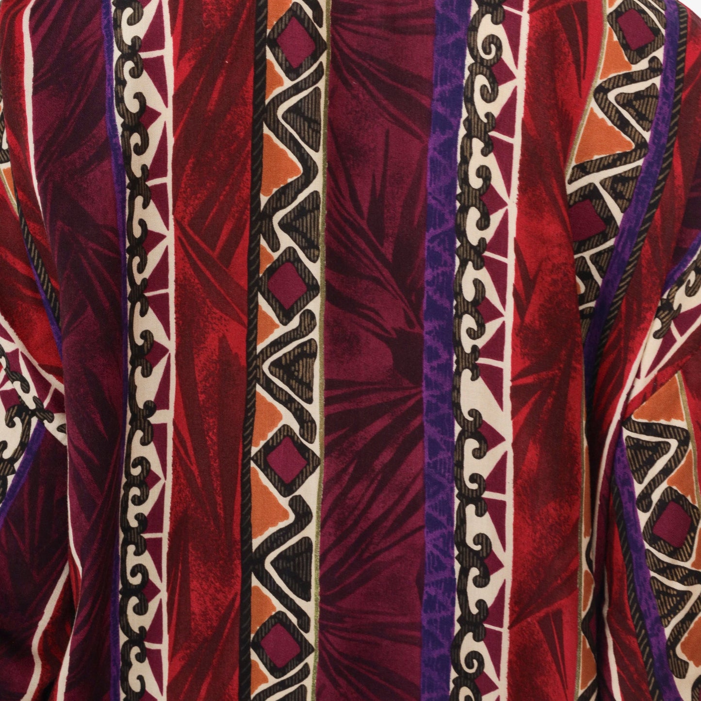90s Geometric Zig Zag Button Up Shirt Rayon Red Purple Diamond Large L