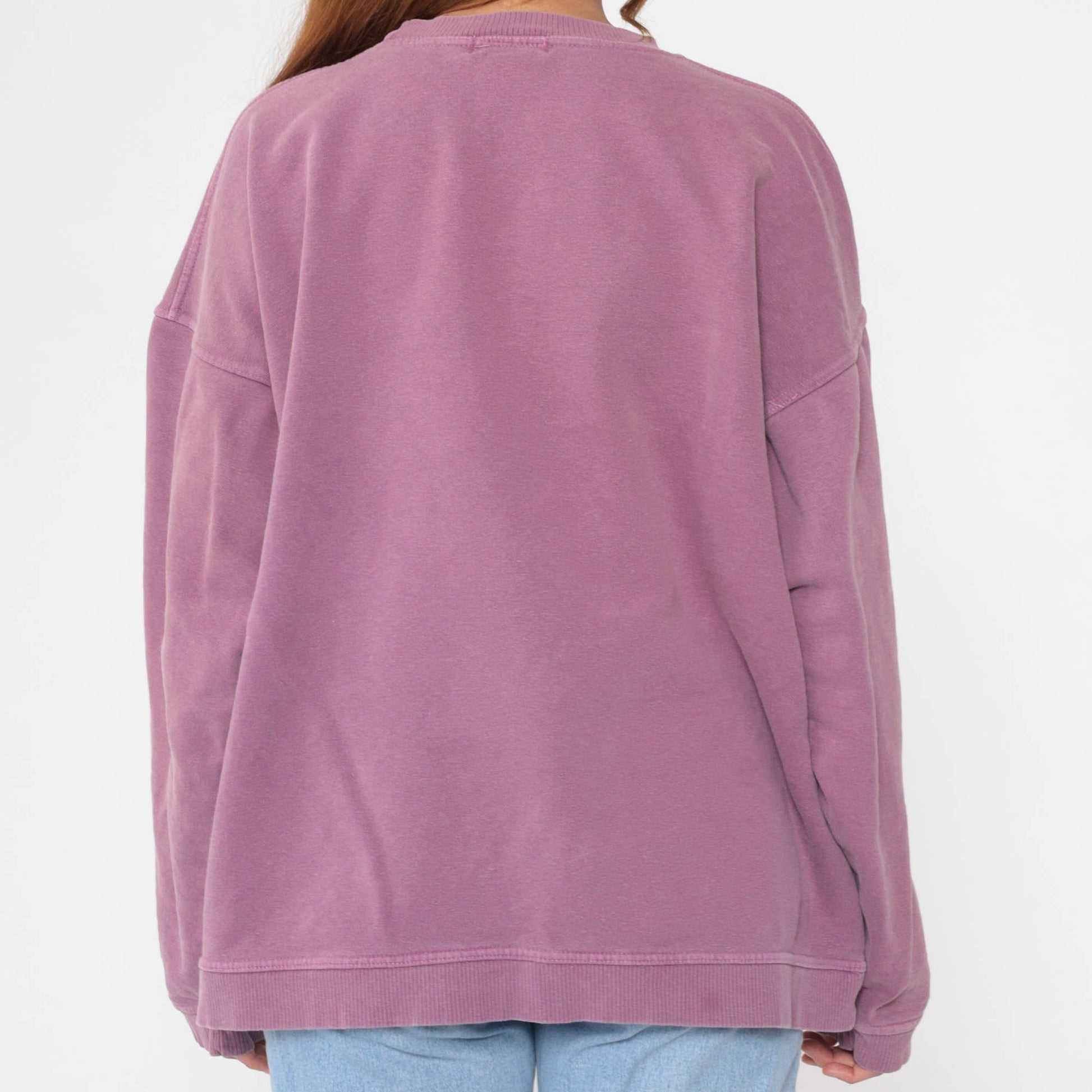 90s Purple Crewneck Sweatshirt Cotton Plain Pullover Large L