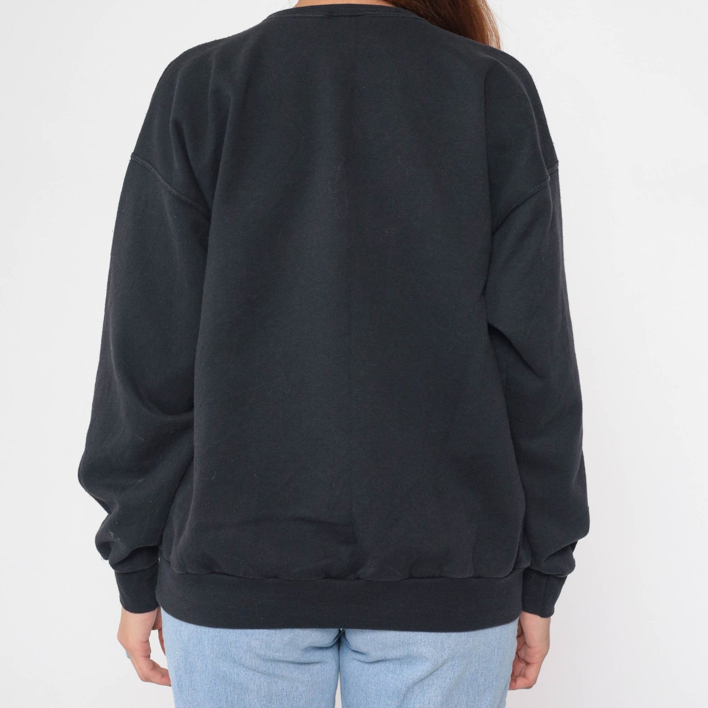 90s Arizona Coyote Desert Sweatshirt Black Beaded Graphic Crewneck Large L