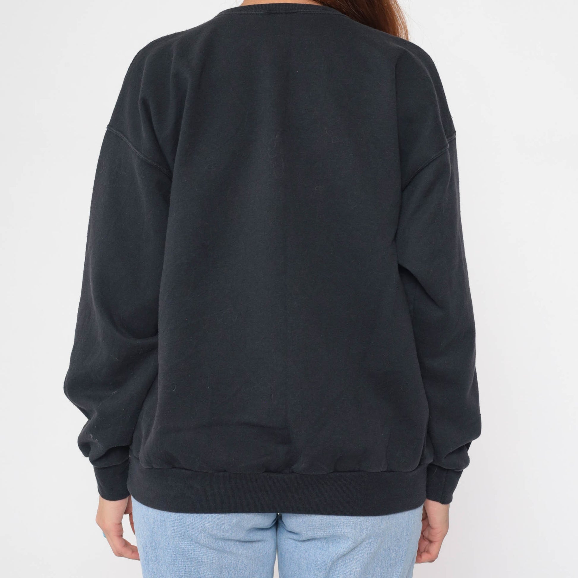 90s Arizona Coyote Desert Sweatshirt Black Beaded Graphic Crewneck Large L
