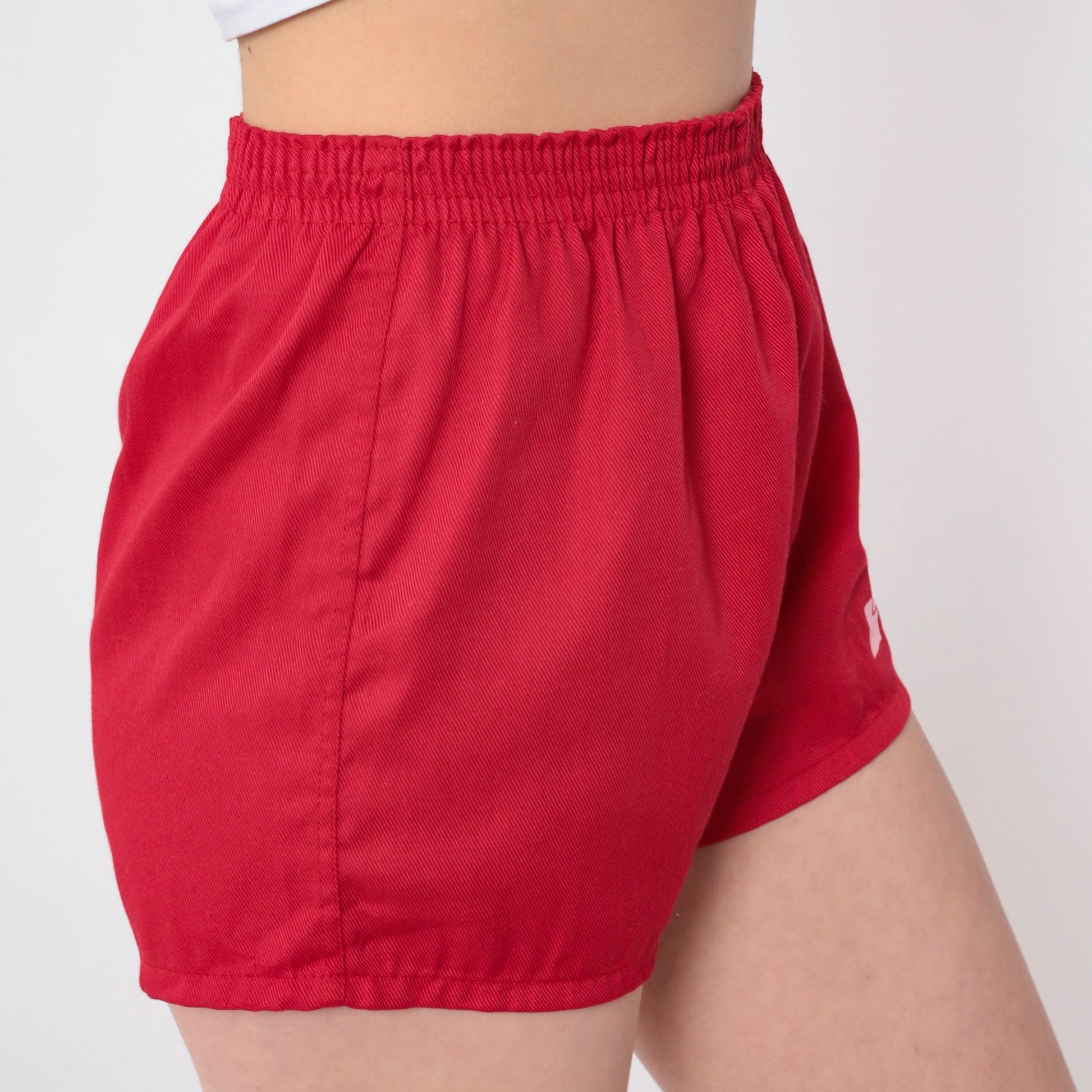 80s La Salle High School PE Red Gym Shorts Elastic Waist XS
