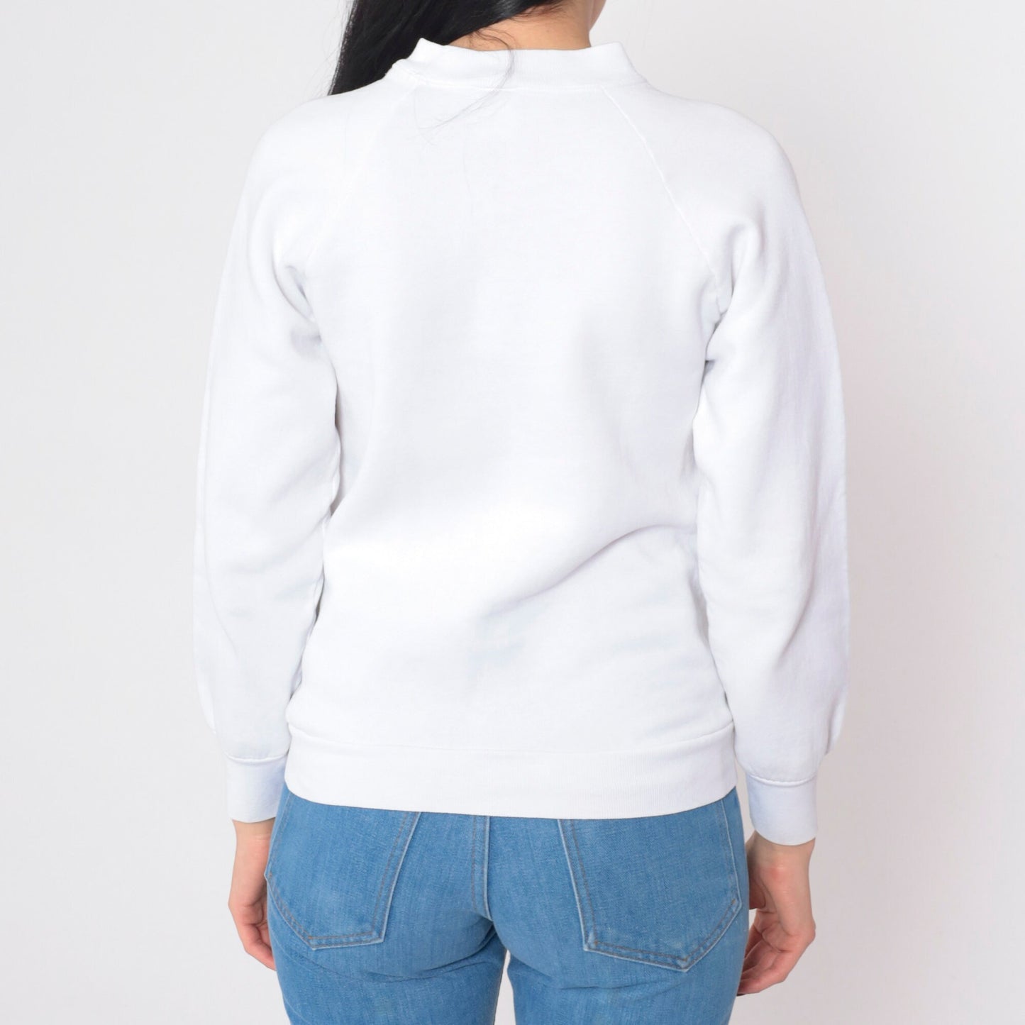 90s Flatirons Elementary Boulder Colorado Raglan Sweatshirt White Graphic Extra Small