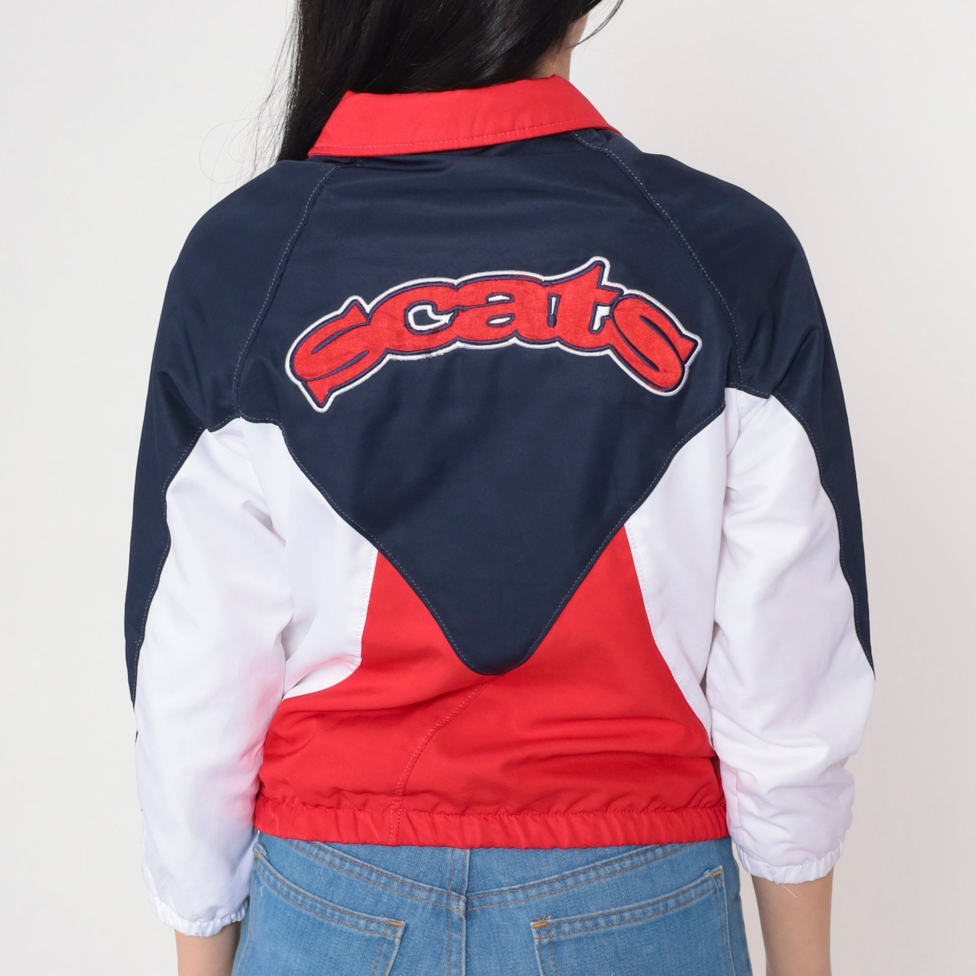 00s Scats Gymnastics Windbreaker Jacket Red White Blue Color Block Extra Small