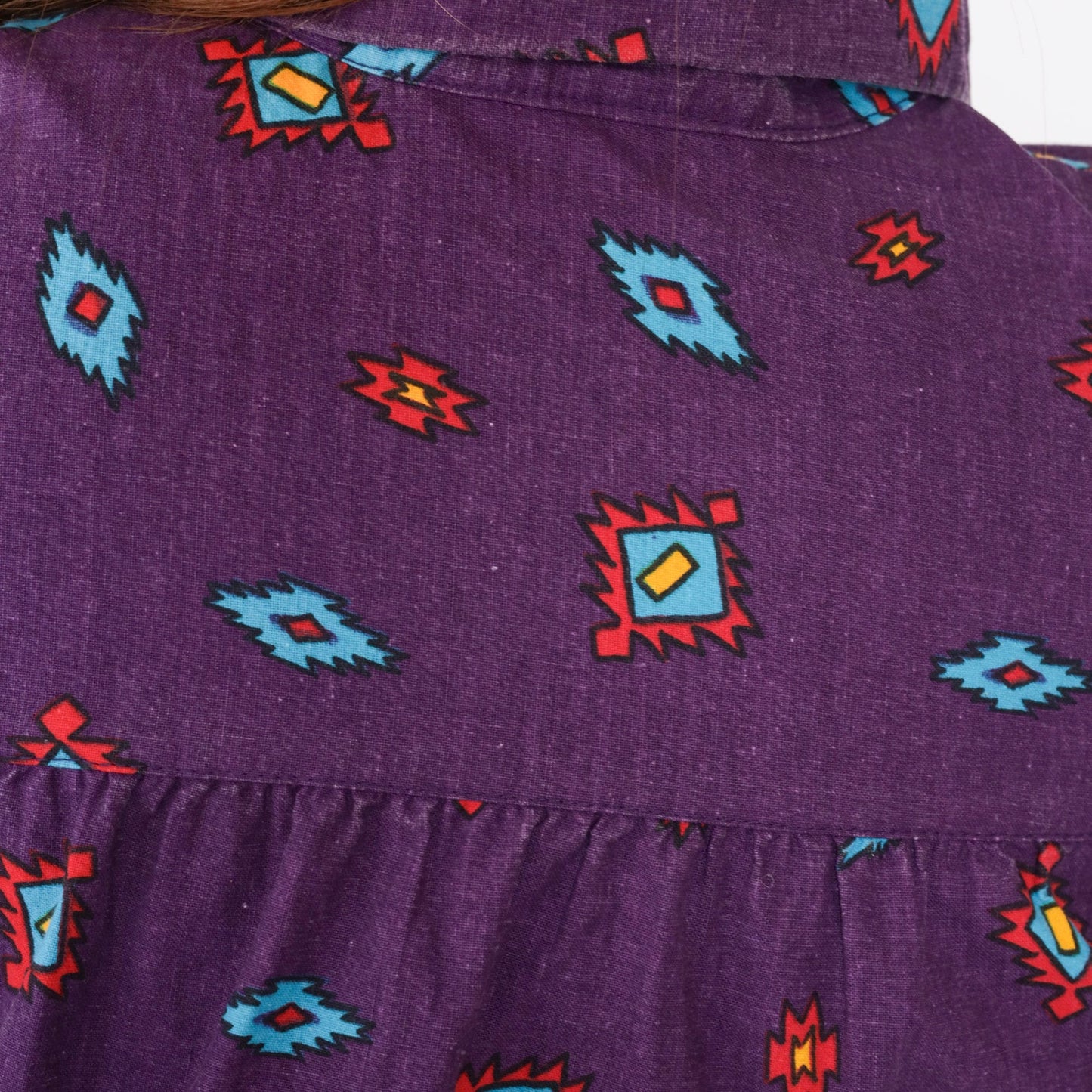 90s Arizona Jean Company Southwestern Crop Top Purple Button-Up Medium