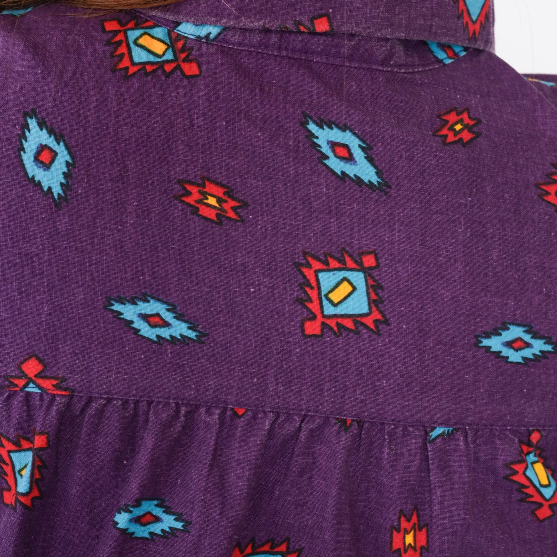 90s Arizona Jean Company Southwestern Crop Top Purple Button-Up Medium