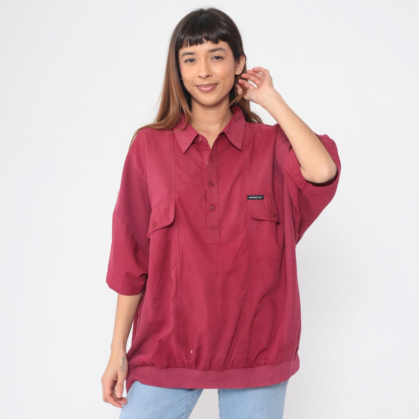 Members Only 80s Red Polo Shirt Banded Hem Short Sleeve XXL
