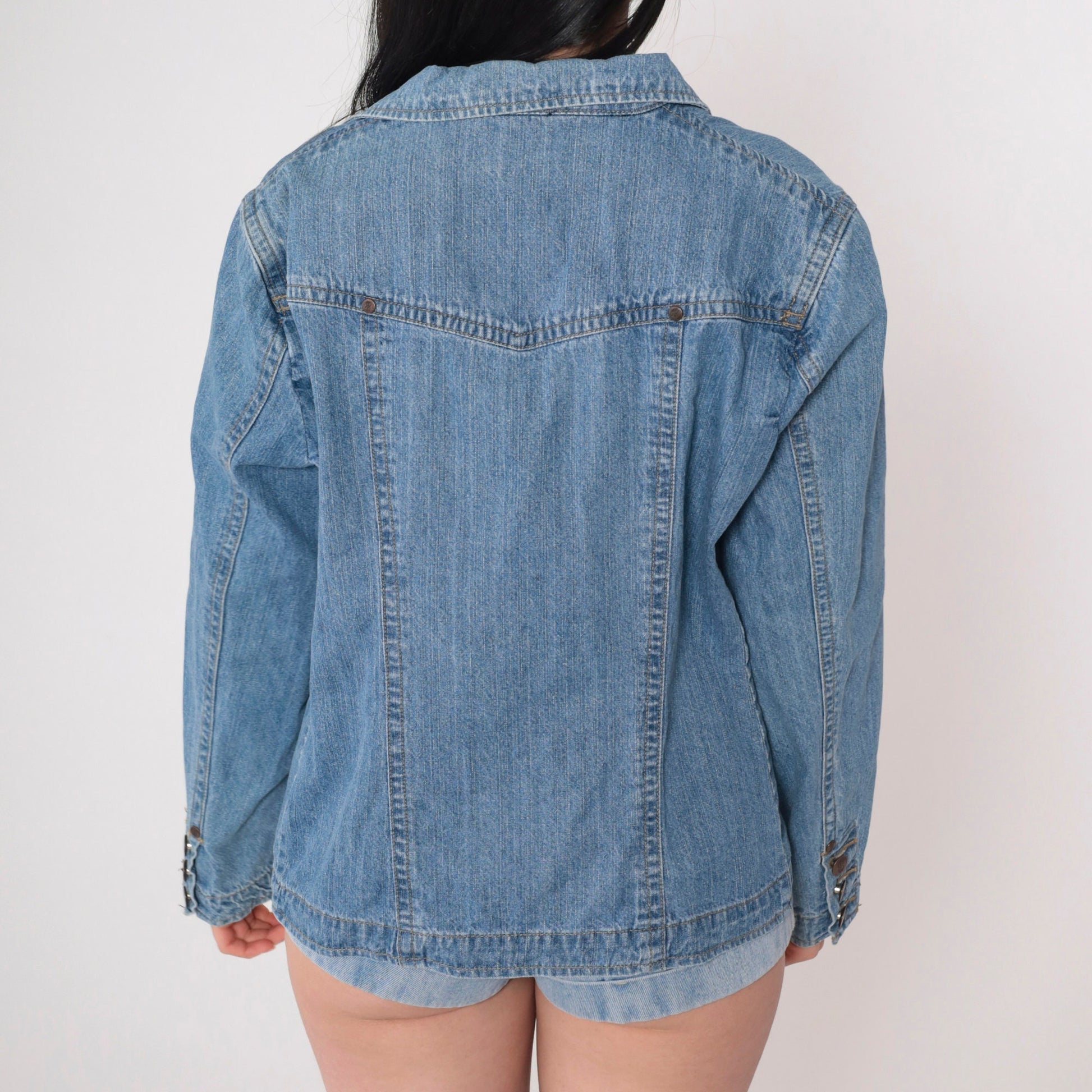 00s Bill Blass Denim Jacket Blue Cotton Button-Up Fitted Extra Large XXL