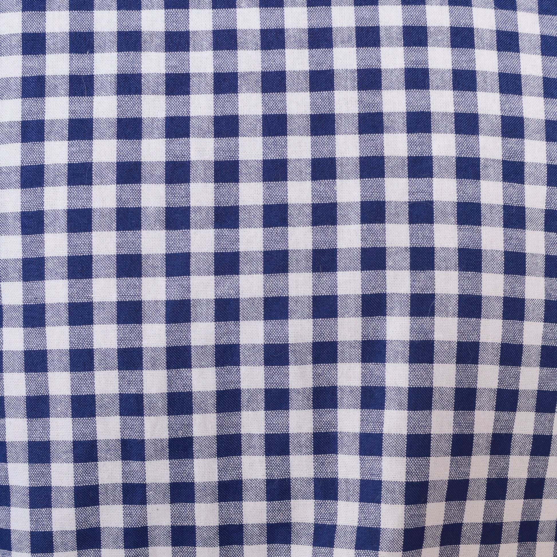 90s Blue White Gingham Button-Up Blouse Half Sleeve Collared Shirt Medium