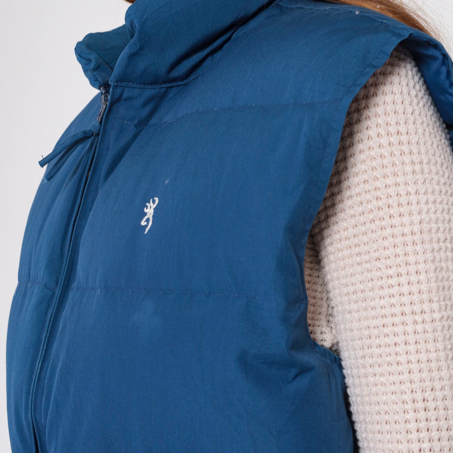 80s Browning Navy Puffer Vest Down Fill Zip Sleeveless Medium