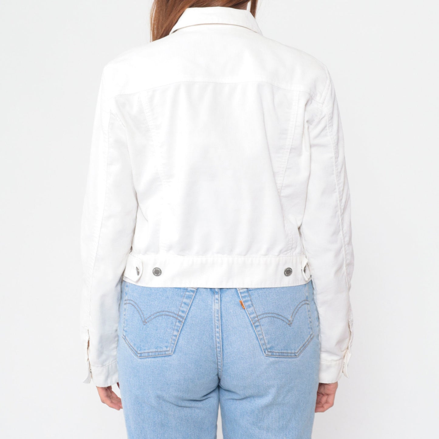 Y2K Gap White Corduroy Cropped Button-Up Jacket Large L