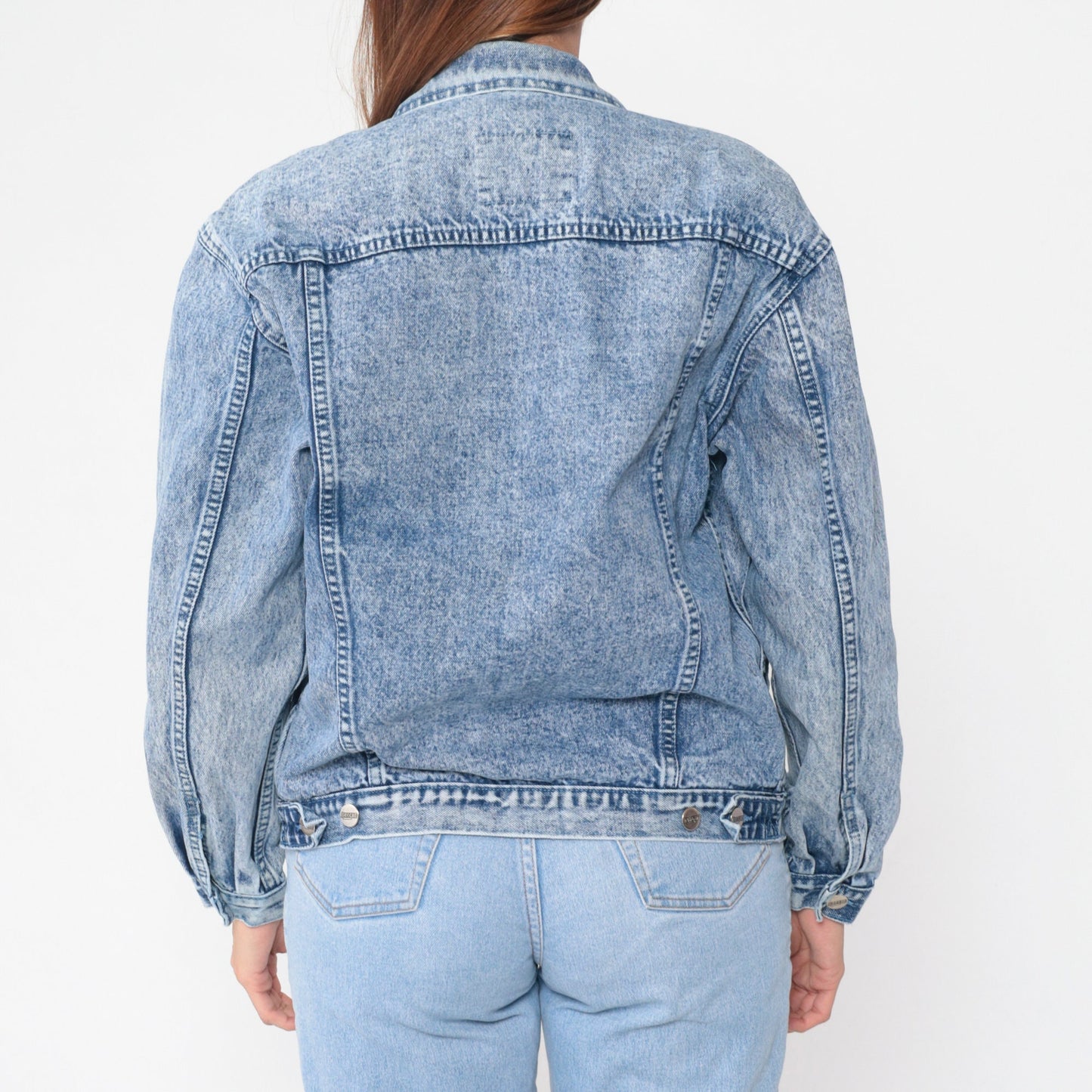 90s Blue Stone Wash Denim Jacket Button Up Trucker Medium M